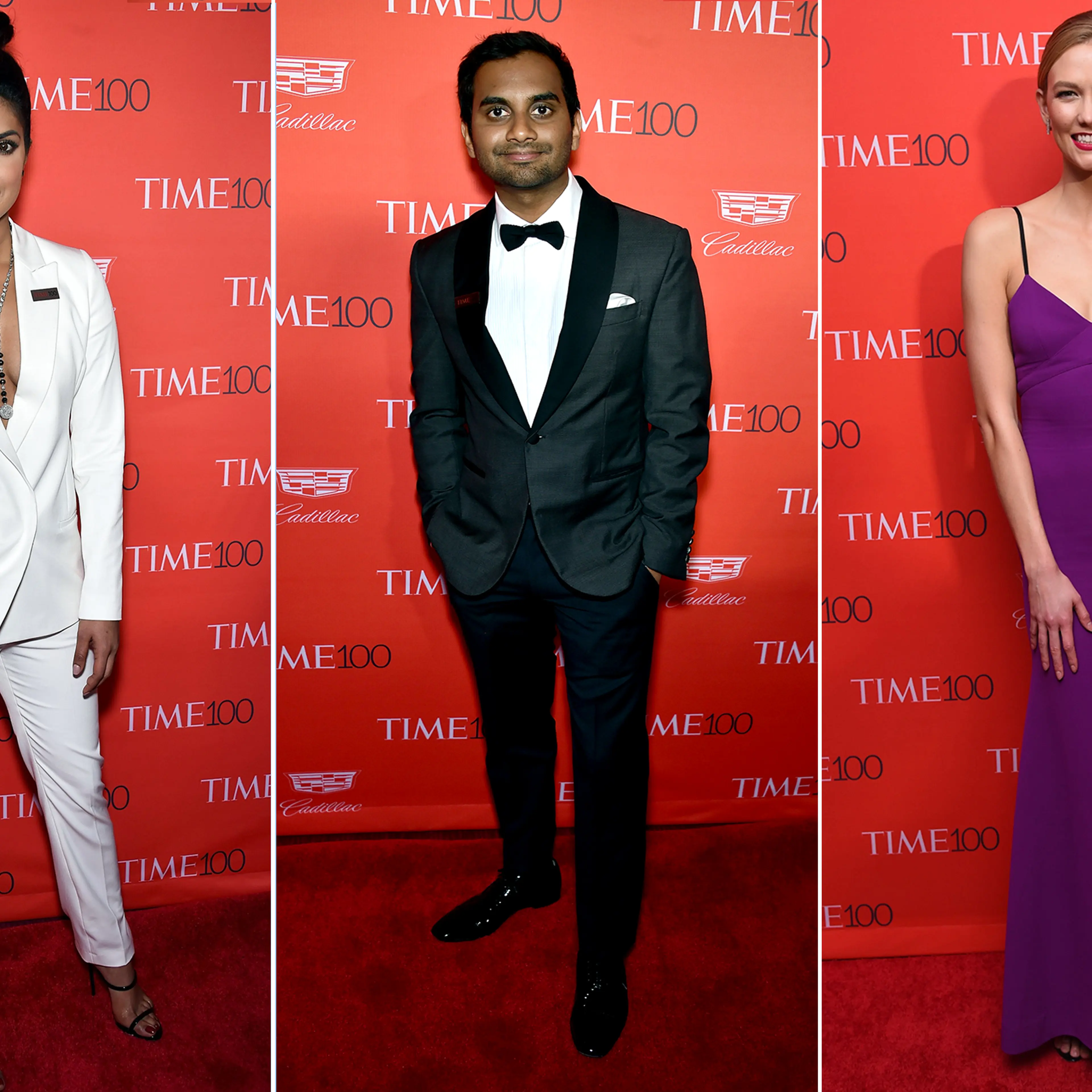 Priyanka Chopra, Aziz Ansari and Karlie Kloss at the TIME 100 gala in New York on April 26, 2016.