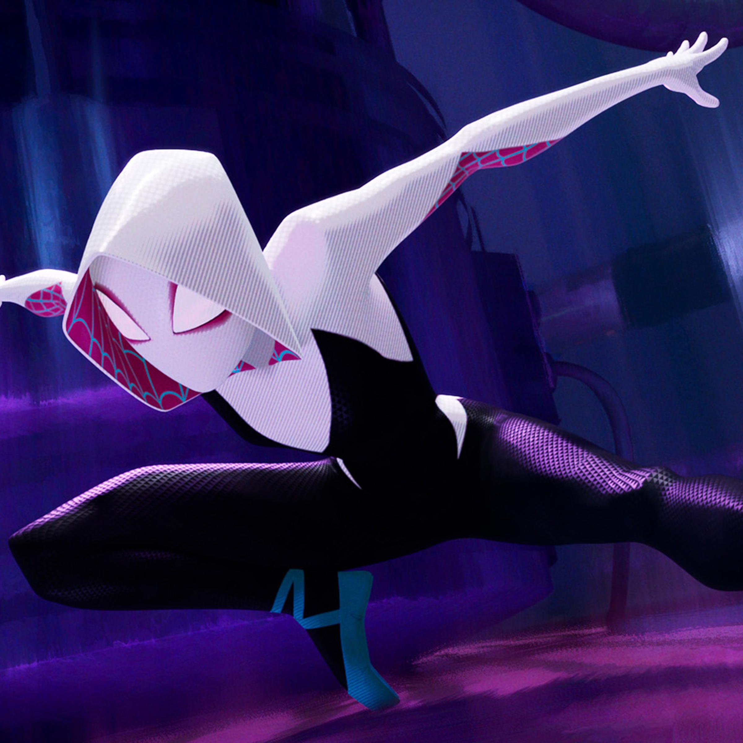 In one of Into the Spider-Verse’s many parallel worlds, Peter’s friend Gwen Stacy gets bitten by the radioactive spider. She becomes the hero and Peter the one who needs saving.