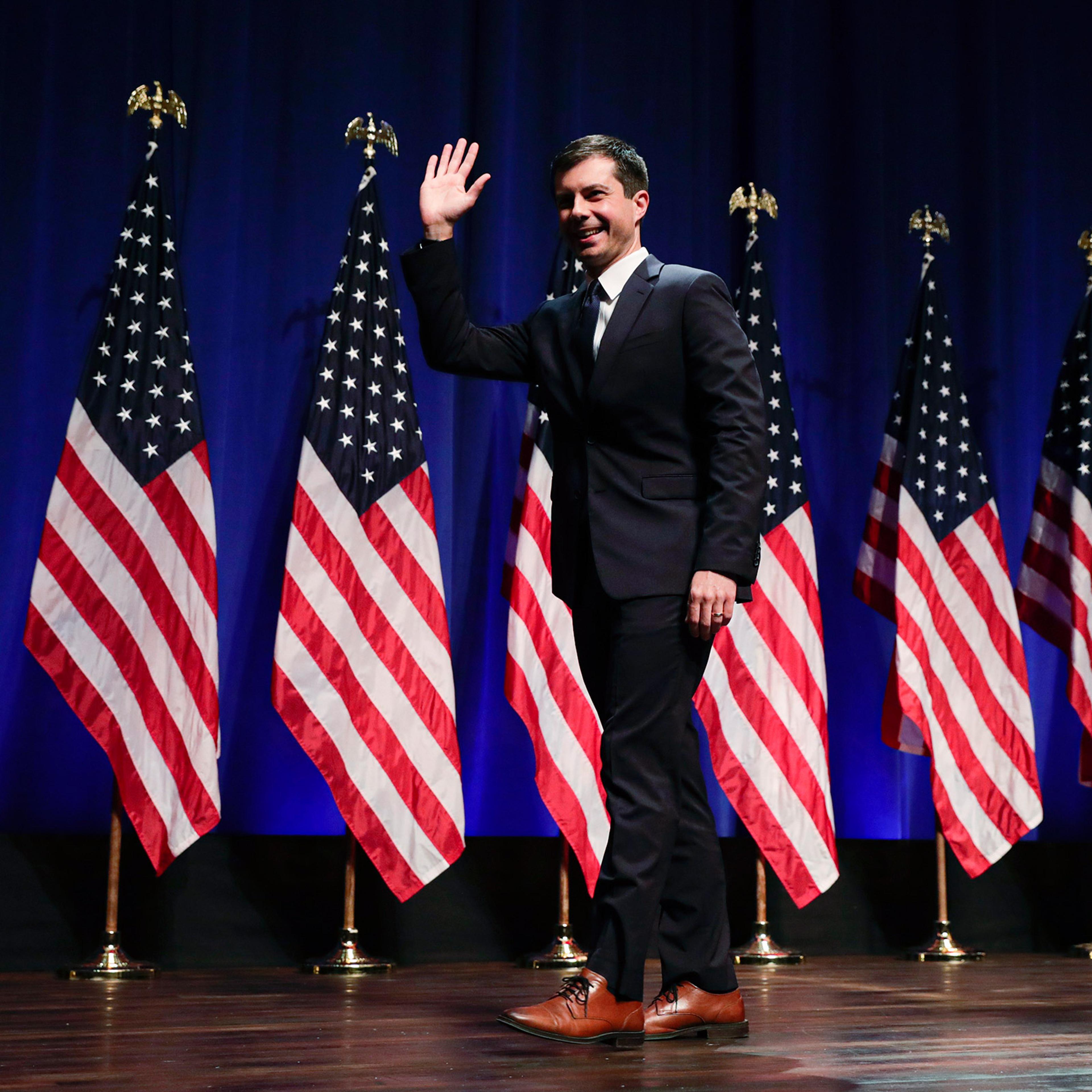 Democratic presidential candidate Mayor Pete Buttigieg delivers remarks on foreign policy and national security during a speech at the Indiana University Auditorium in Bloomington, Ind., June 11, 2019.