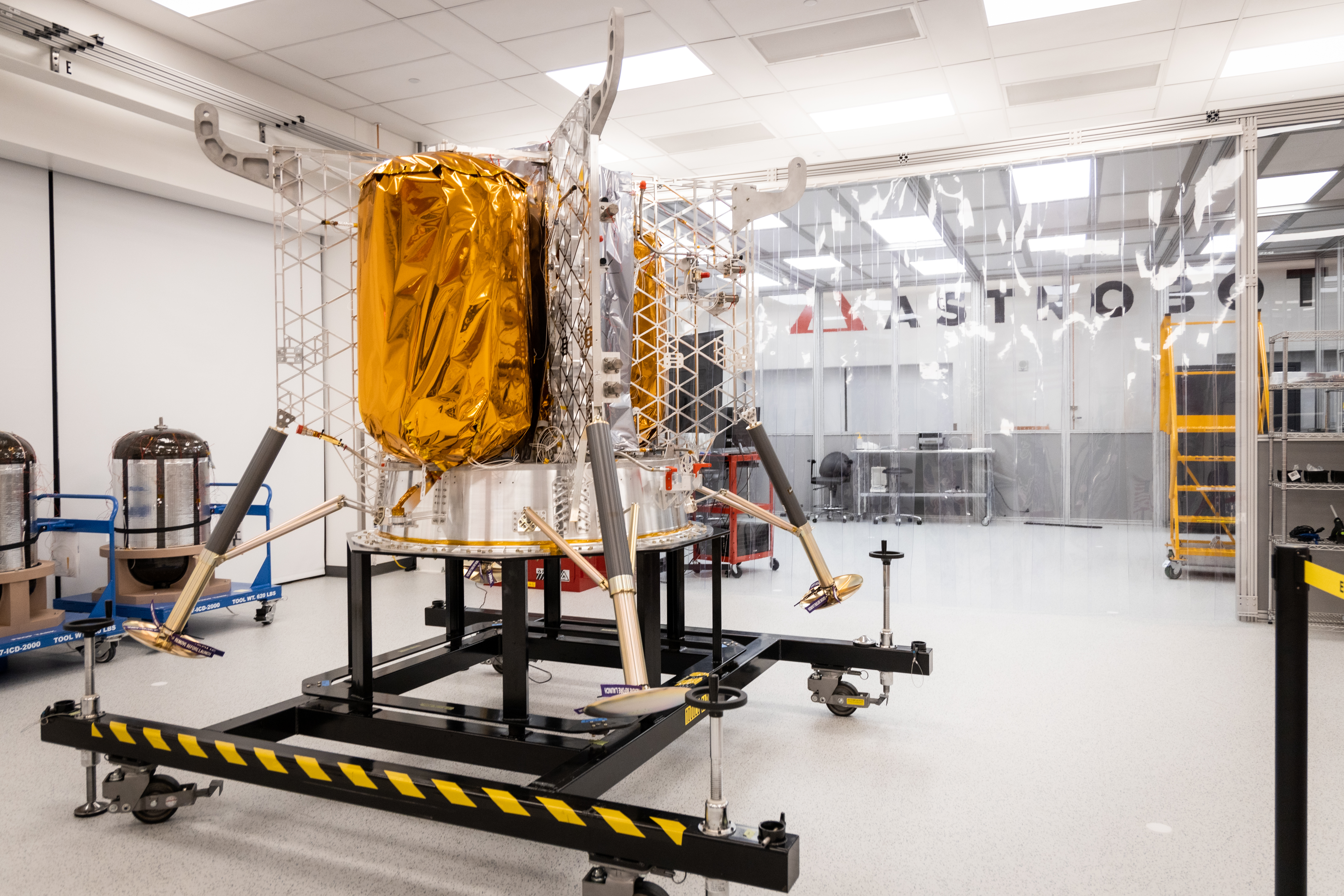 The Peregrine lander in its clean room in Astrobotic's Pittsburgh headquarters