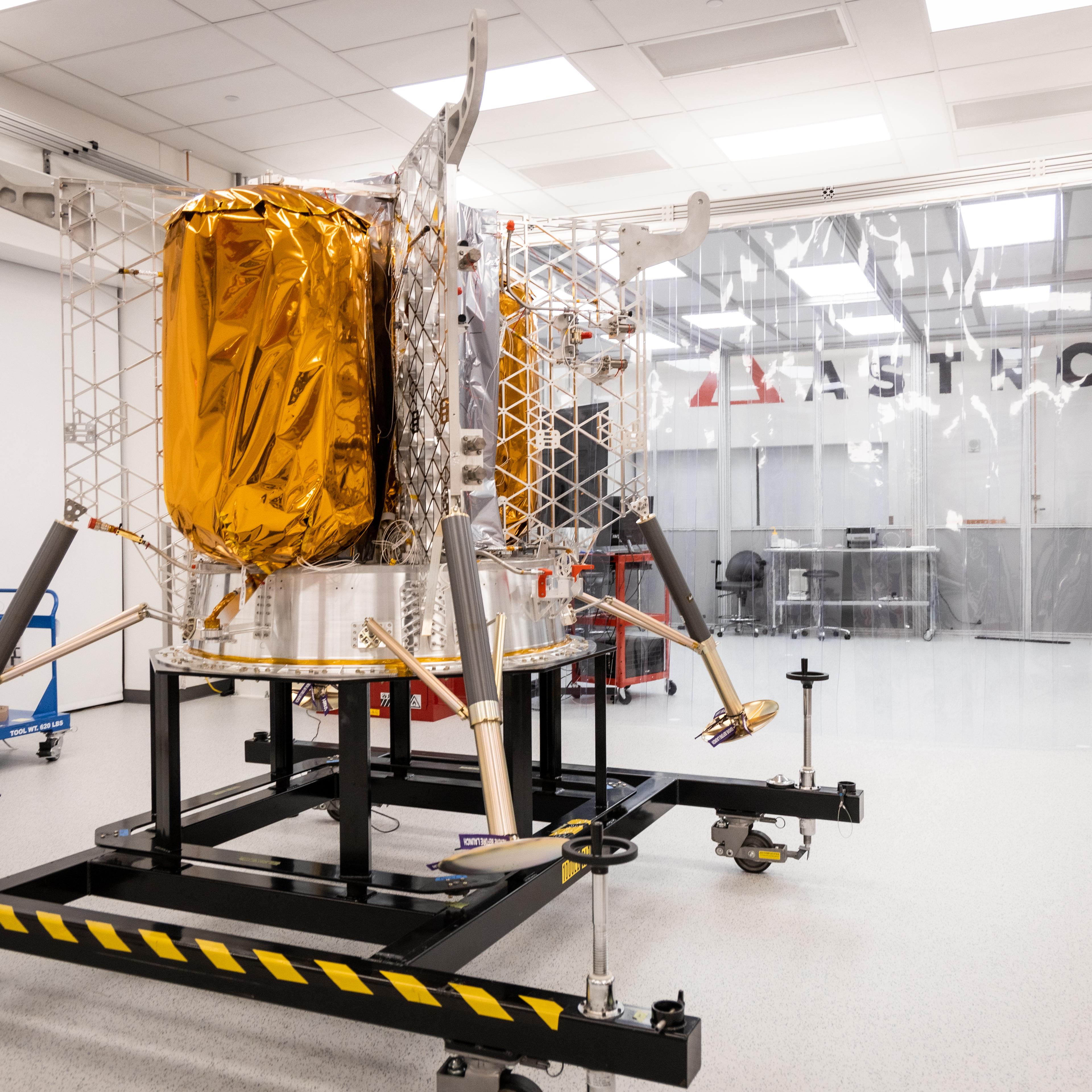 The Peregrine lander in its clean room in Astrobotic's Pittsburgh headquarters