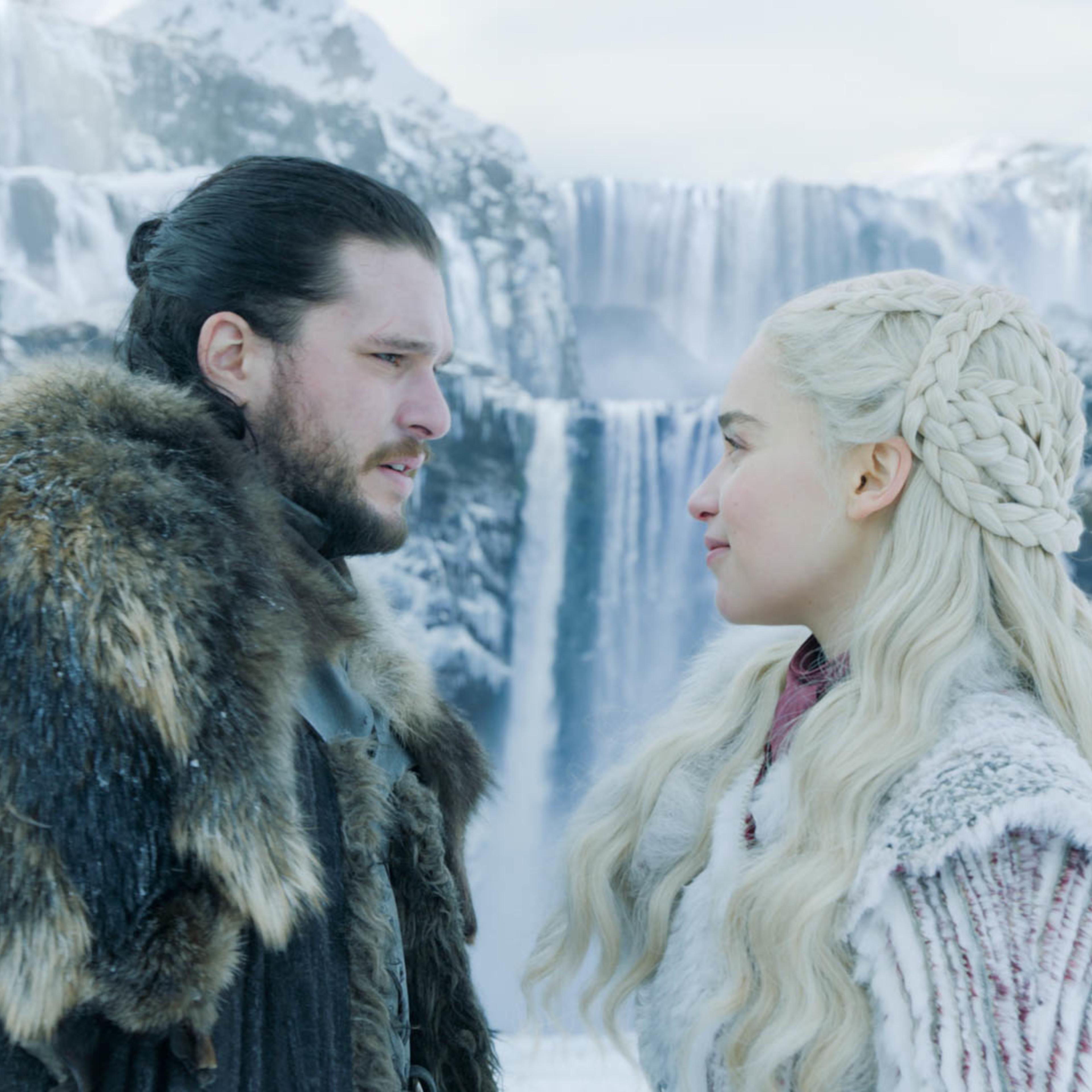 Jon and Daenerys kiss in Game of Thrones season 8 episode 1