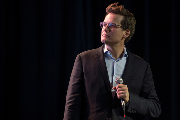 John Green speaks during a Q&A on the 'Paper Towns' Get Lost Get Found tour at The Bomb Factory on July 16, 2015 in Dallas, Texas.