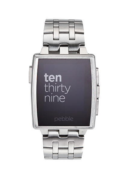 A Pebble Steel smartwatch.
