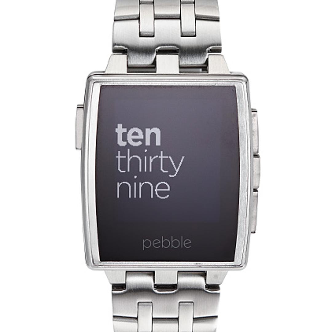 A Pebble Steel smartwatch.