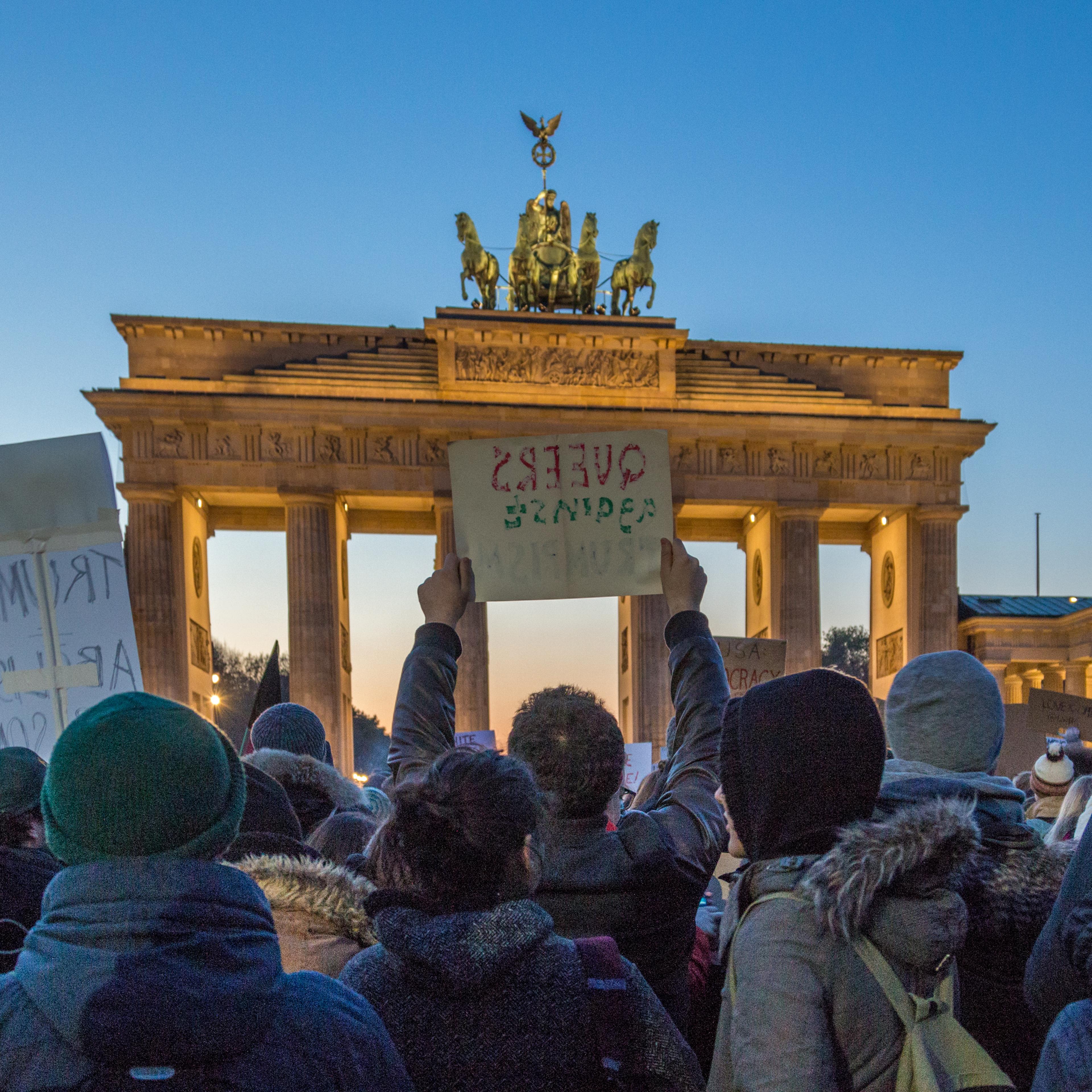 At the iconic Brandenburger Gate in Berlin, infront of the