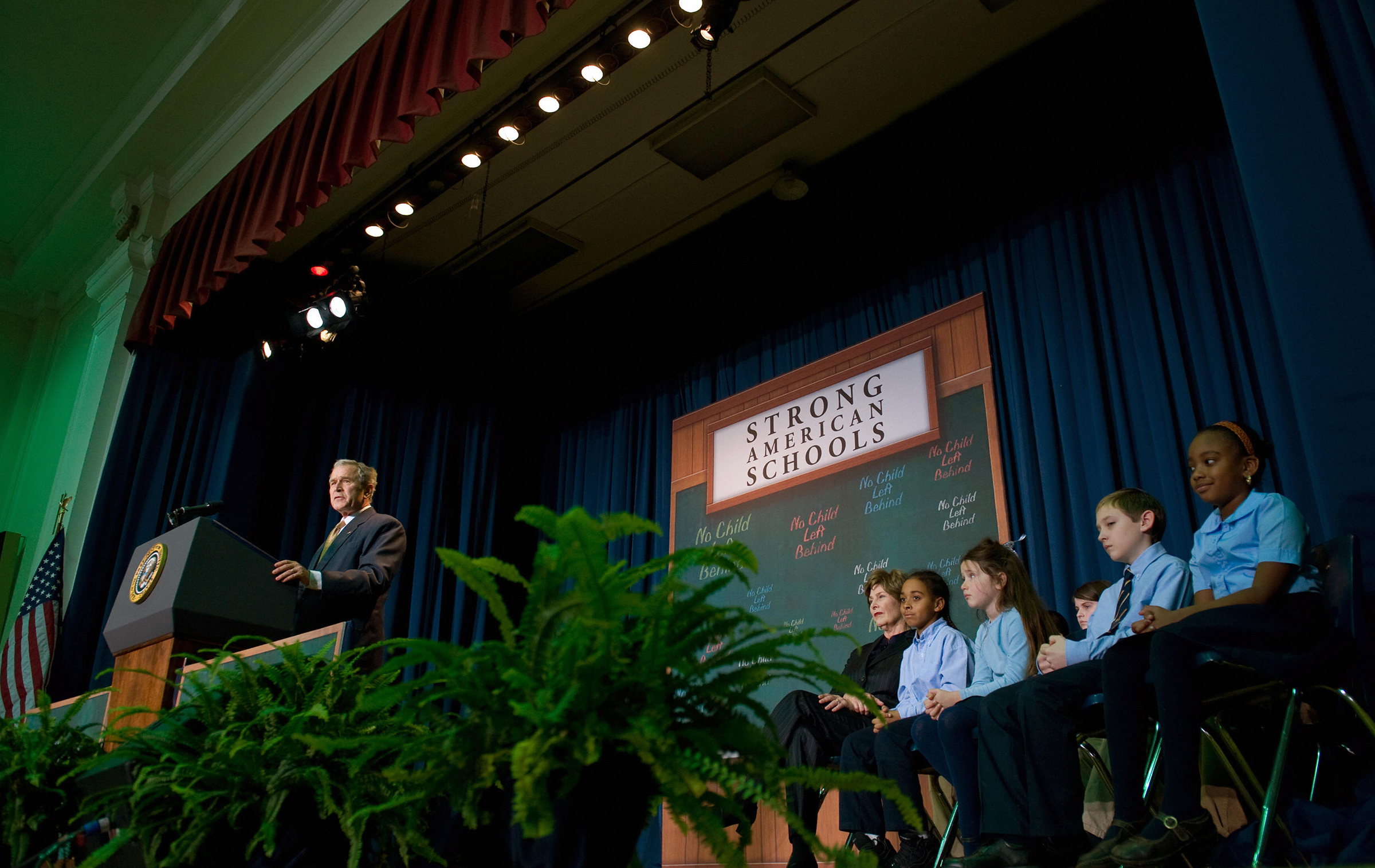 US President George W. Bush speaks on No