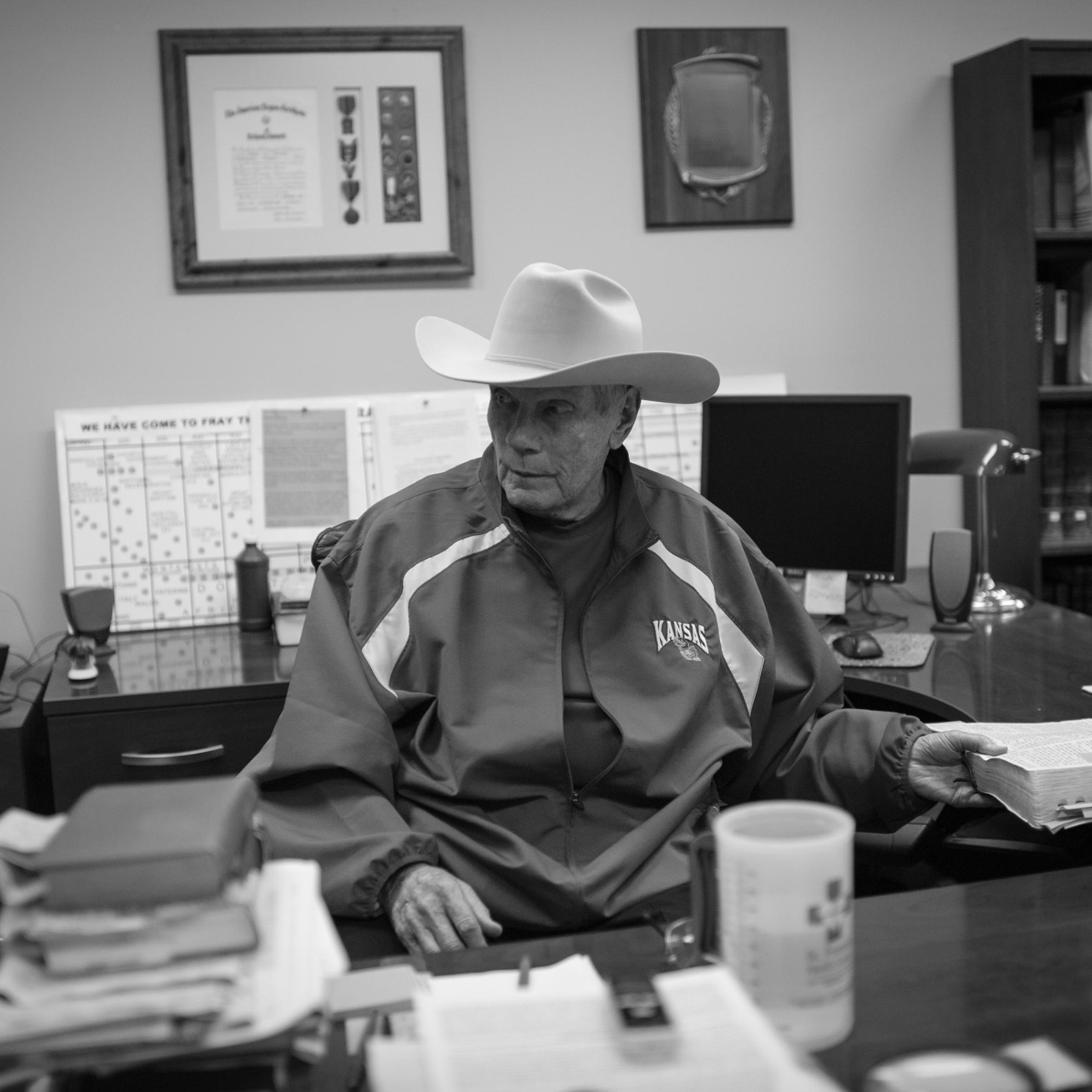 Pastor Fred Phelps, 81 here, in his home office in Topeka, Kans. Pastor Phelps founded the Phelps Chartered Law Firm in 1964, but was disbarred from practicing law in Kansas in 1979 for making false statements.