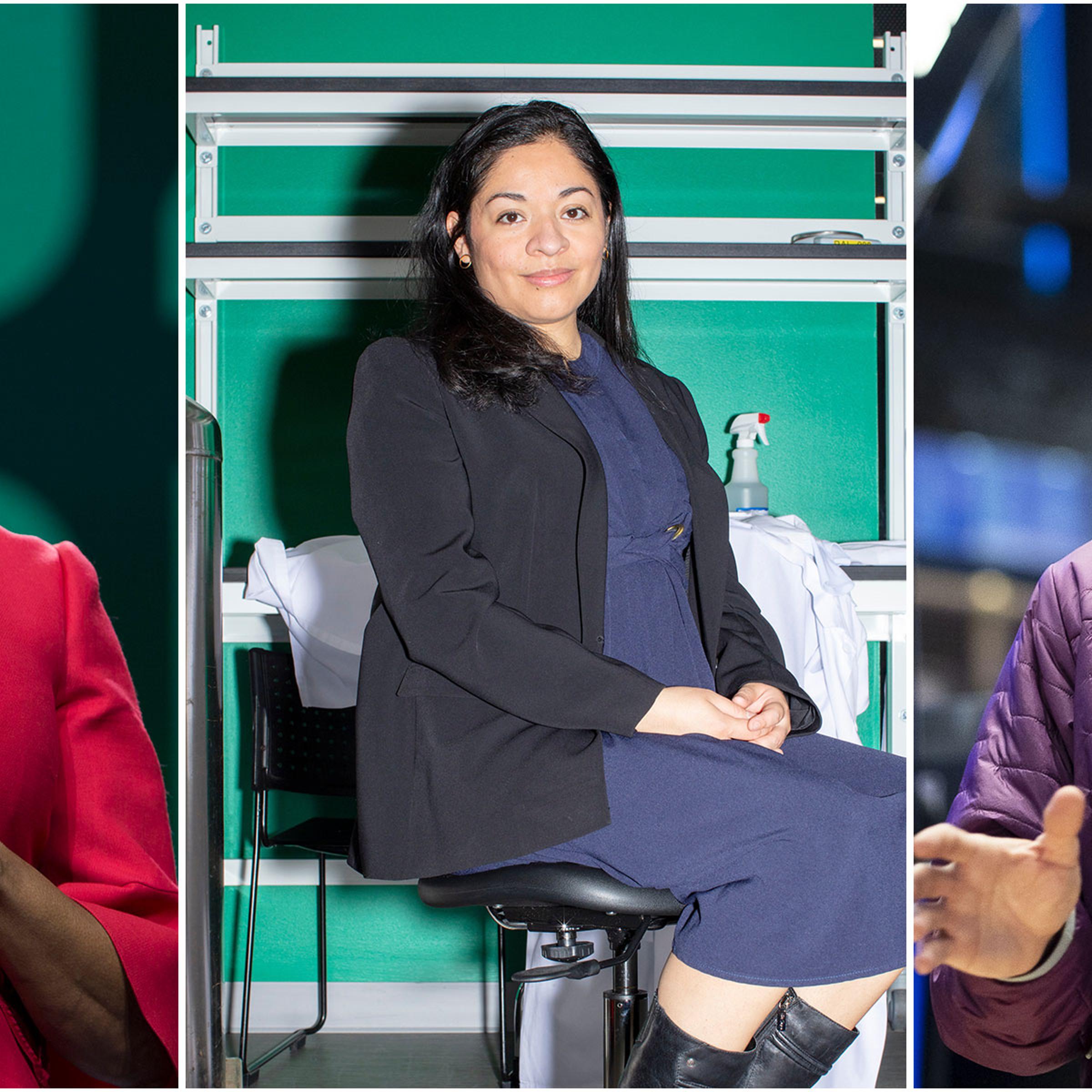triptych featuring CEOs Roz Brewer of Walgreens, Mariana Matus of Biobot Analytics, and David Vélez of Nubank