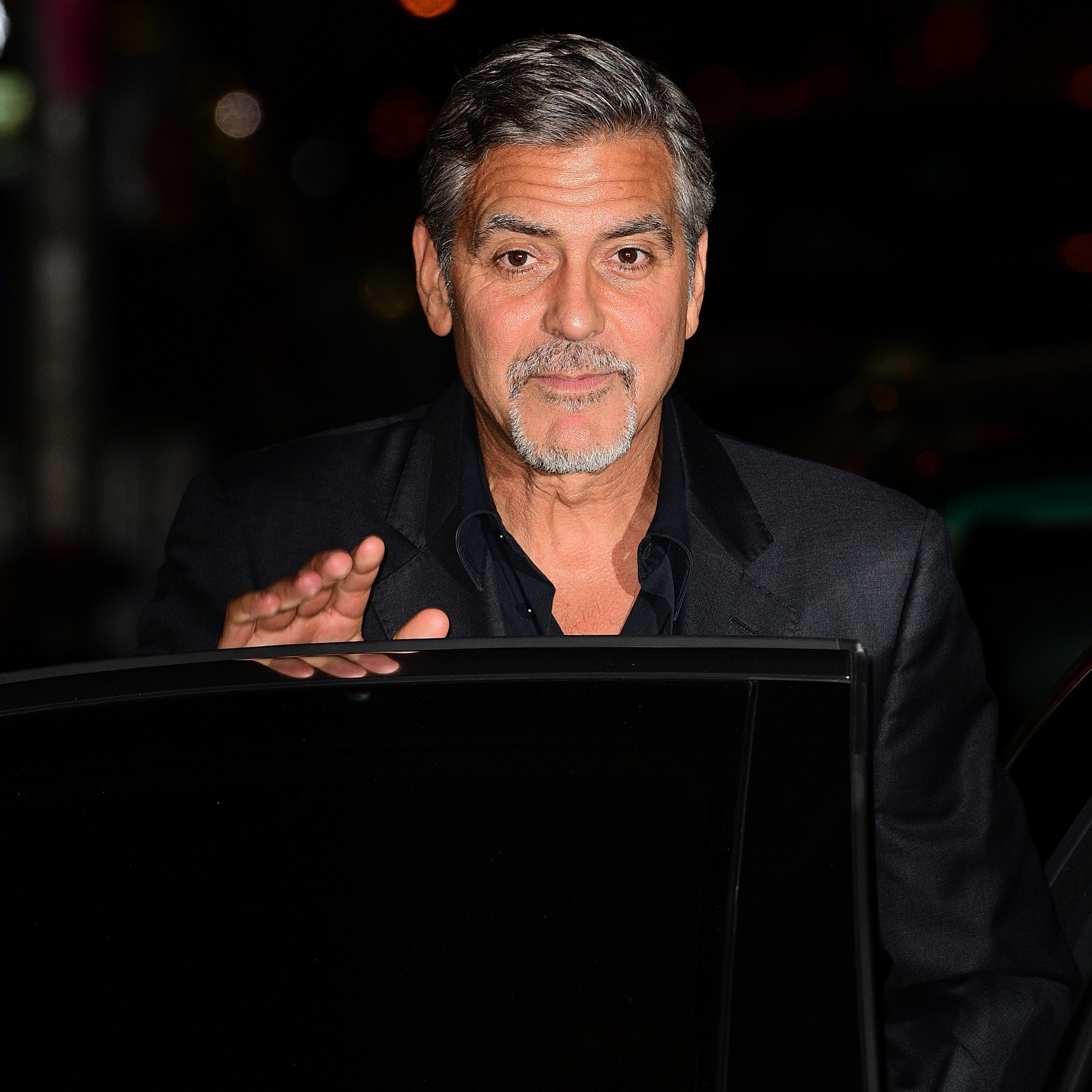 George Clooney leaves the first taping of "The Late Show With Stephen Colbert" at Ed Sullivan Theater on September 8, 2015 in New York City.