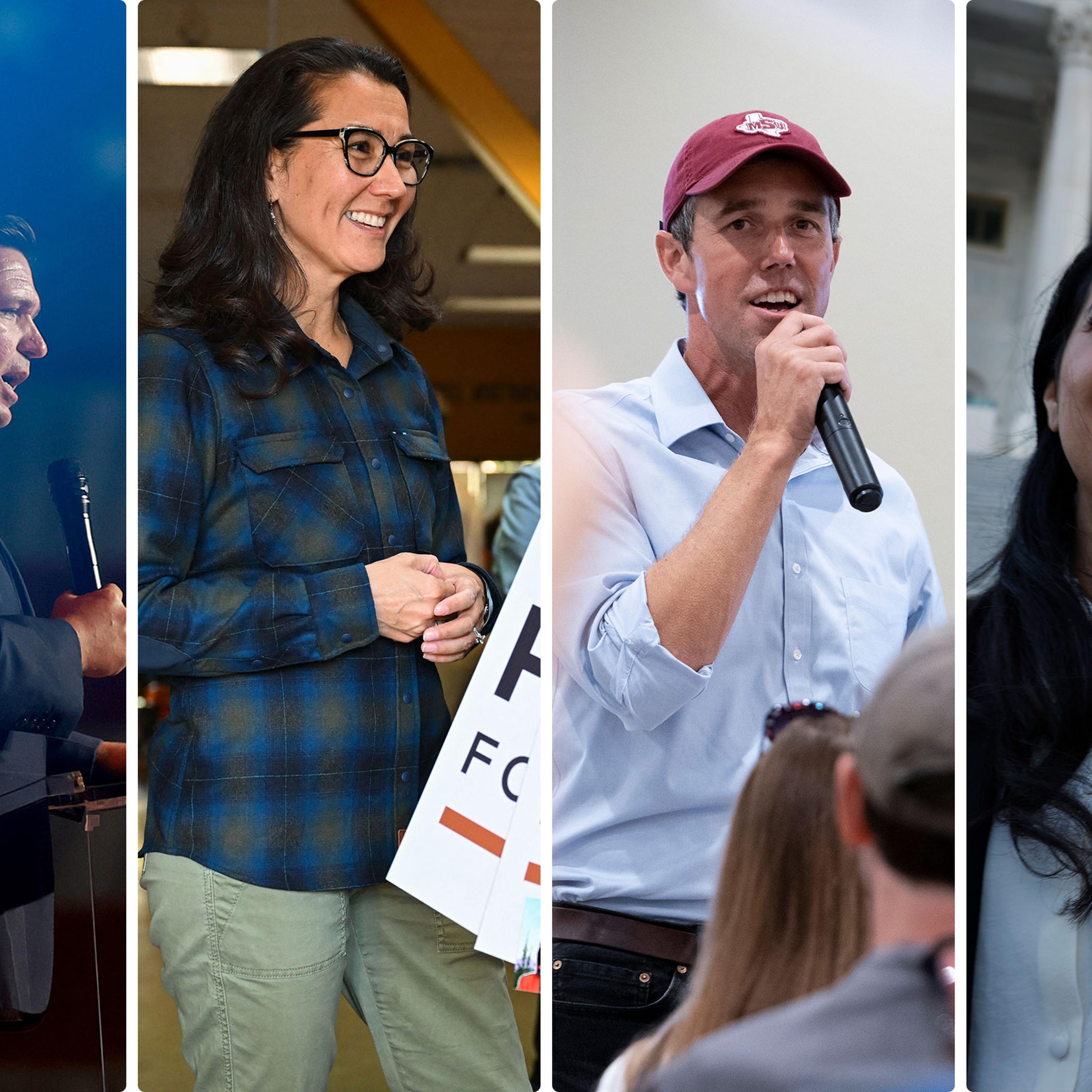 Florida Gov. Ron DeSantis; Rep. Mary Peltola; Texas Democratic gubernatorial candidate Beto O'Rourke; Rep. Mayra Flores