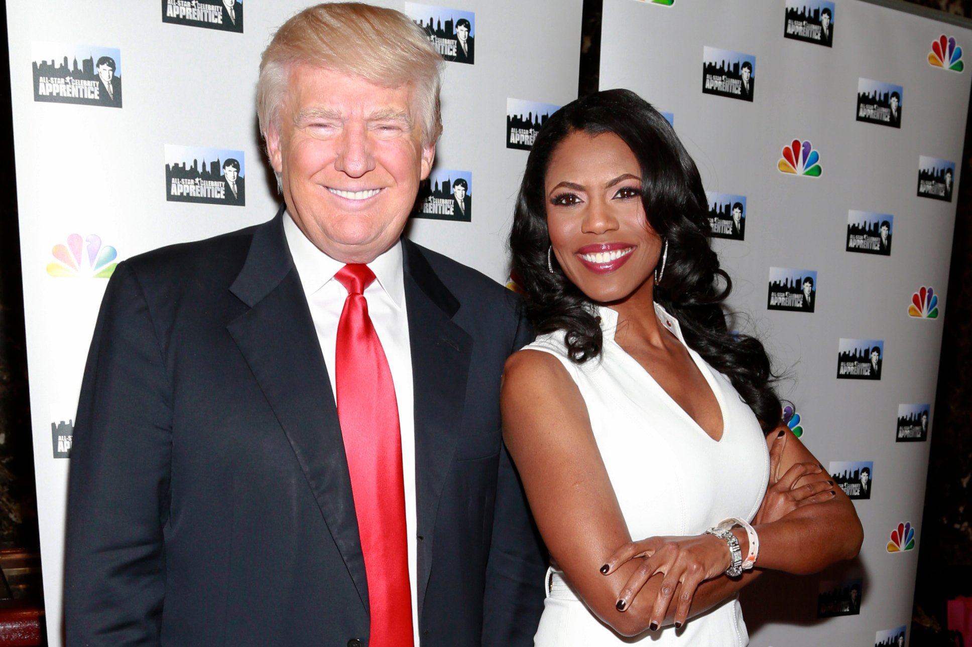 Donald Trump and Omarosa Manigault at Trump Tower on April 1, 2013 in New York.