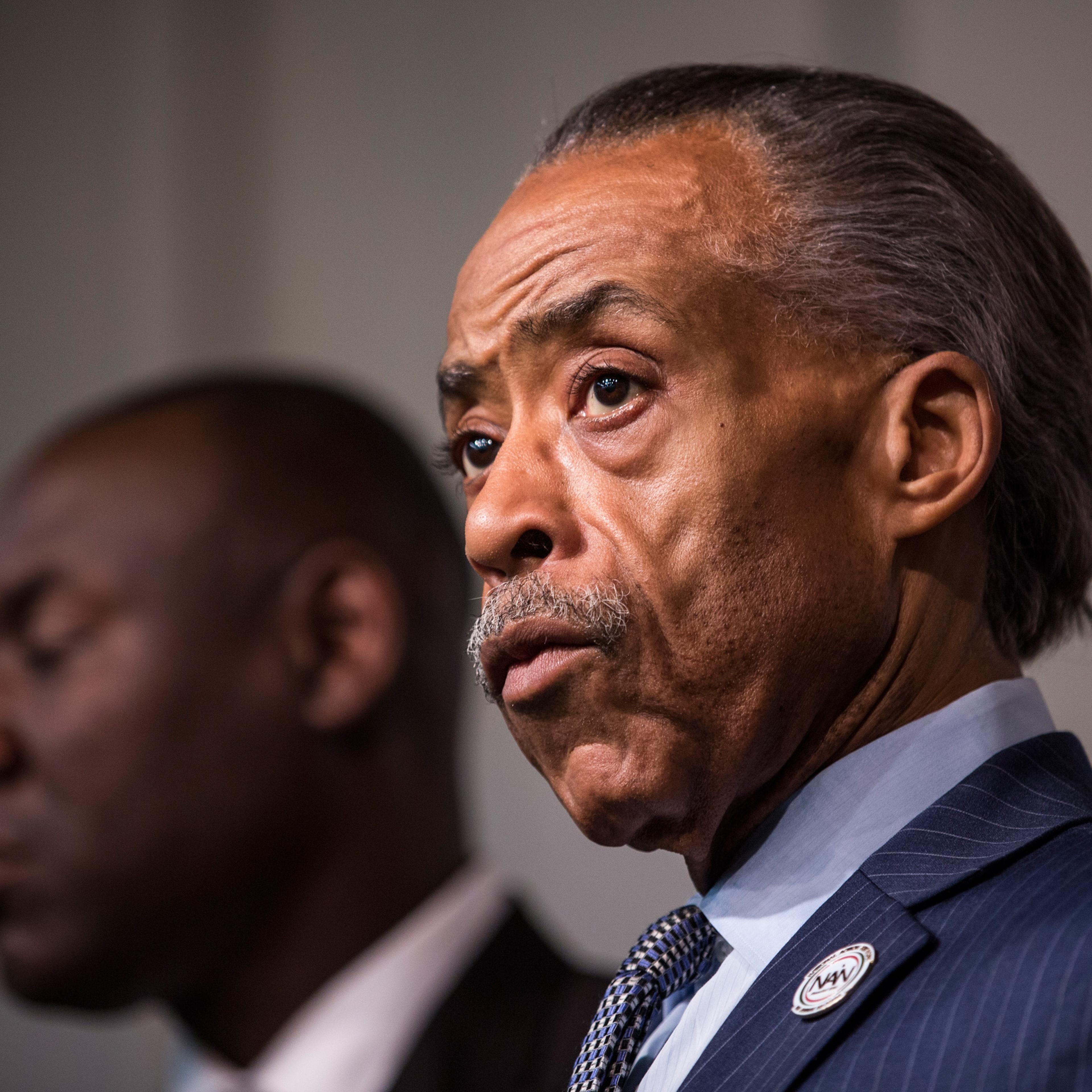 Reverand Al Sharpton speaks at a press conference on the eve of Thanksgiving to pray and address the events of the last few days regarding the grand jury verdict of police officer Darren Wilson on Nov. 26, 2014 in New York.