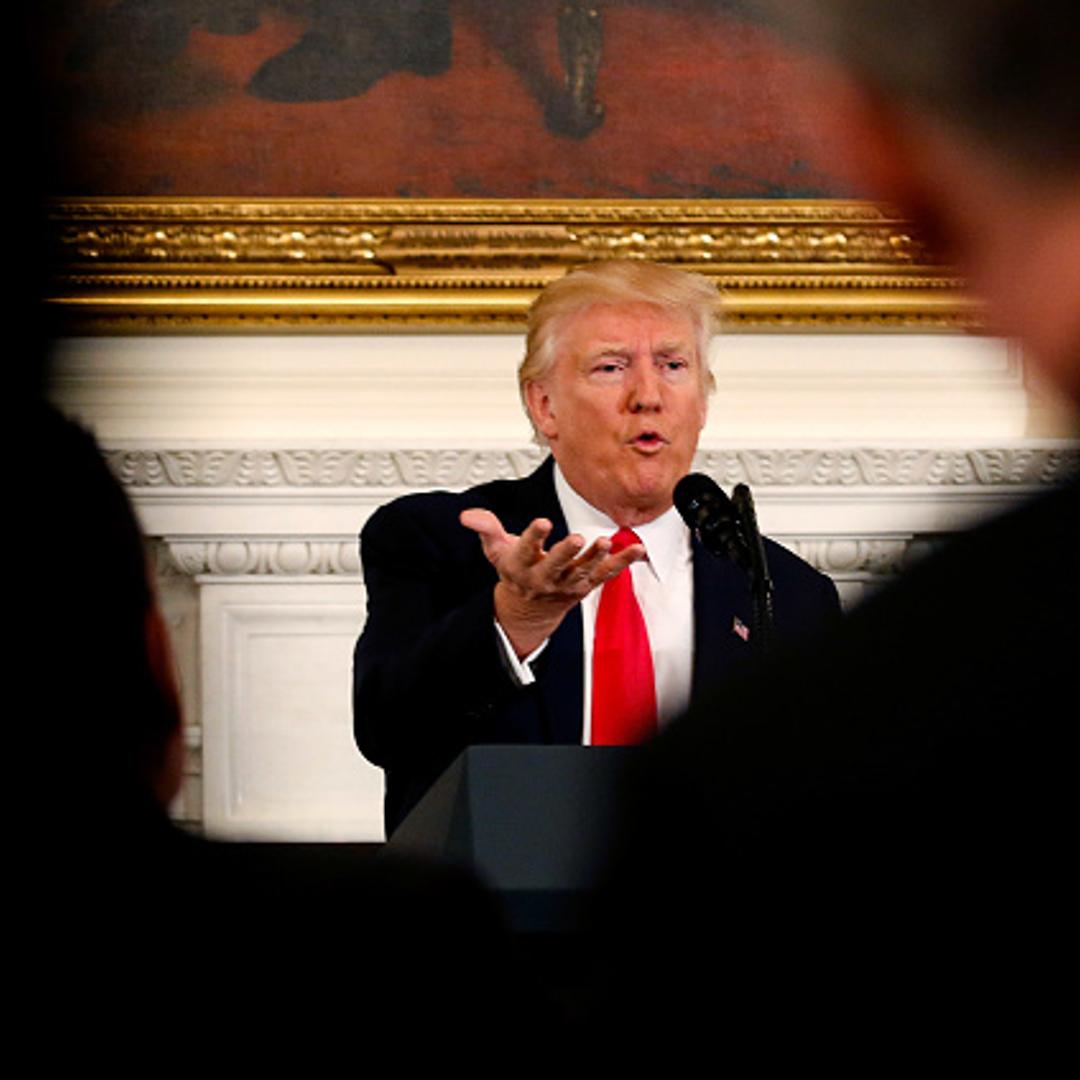 U.S. President Donald Trump speaks at the National Governors Association meeting in the State Dining Room of the White House February 27, 2017 in Washington, DC.