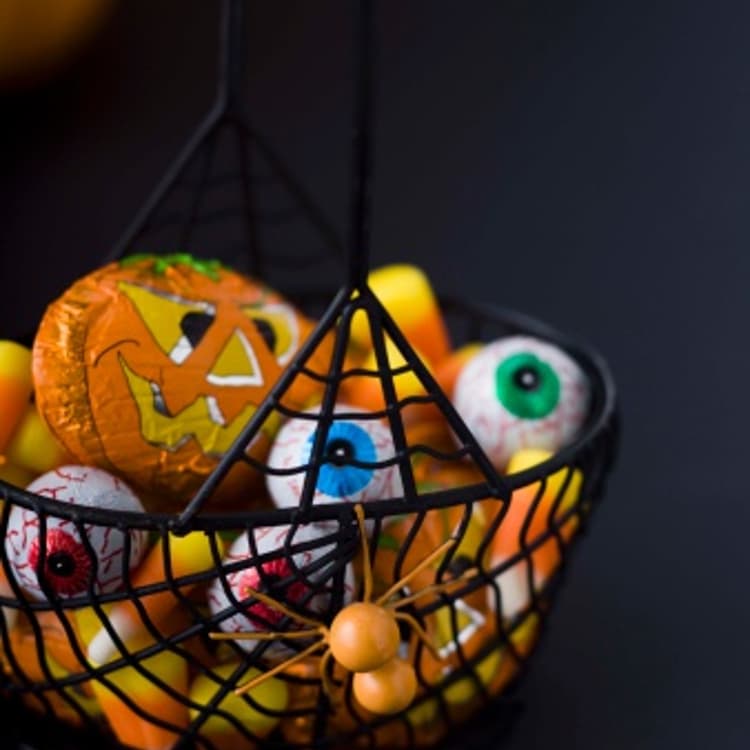 Halloween candy in basket