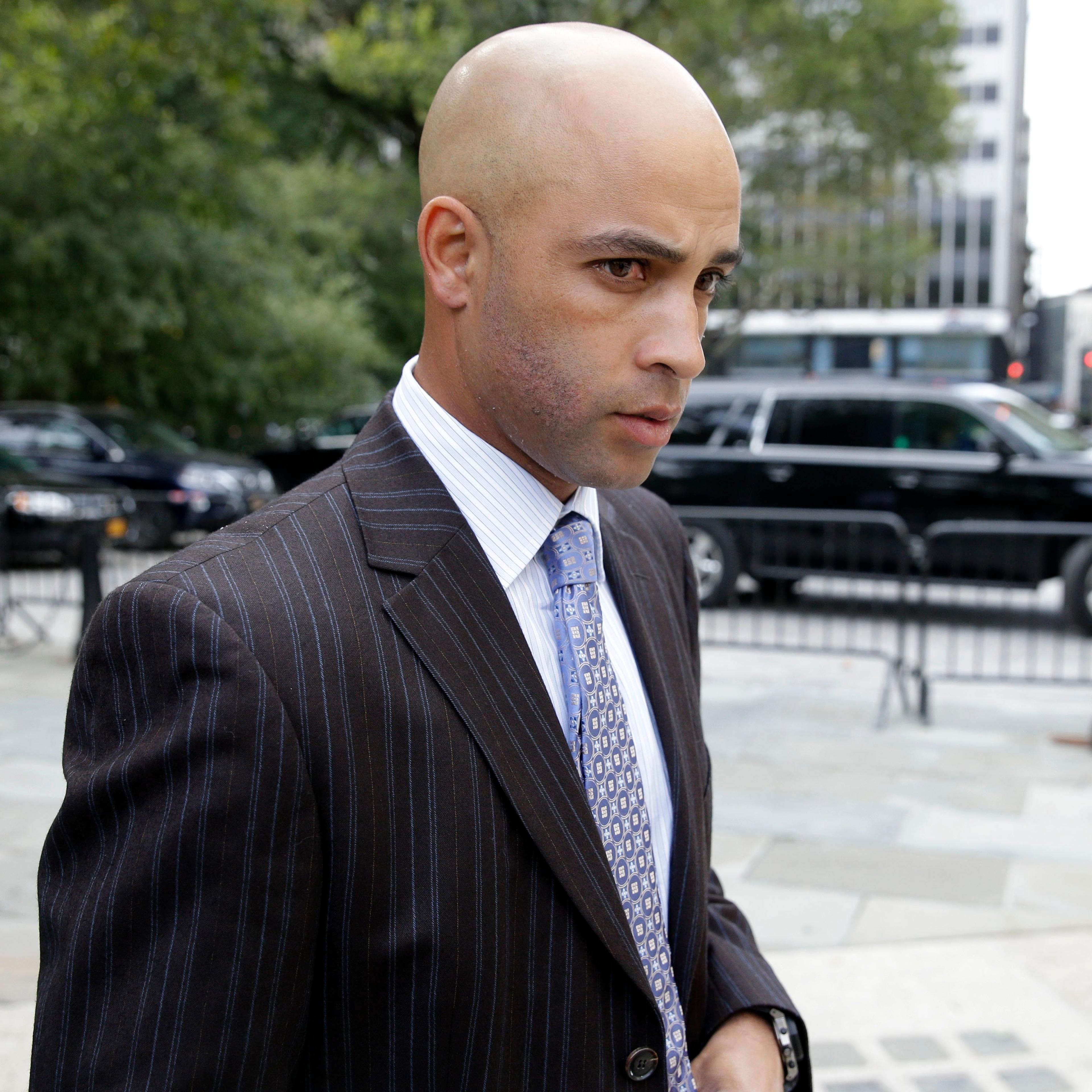 James Blake arrives to city hall in New York on Sept. 21, 2015.
