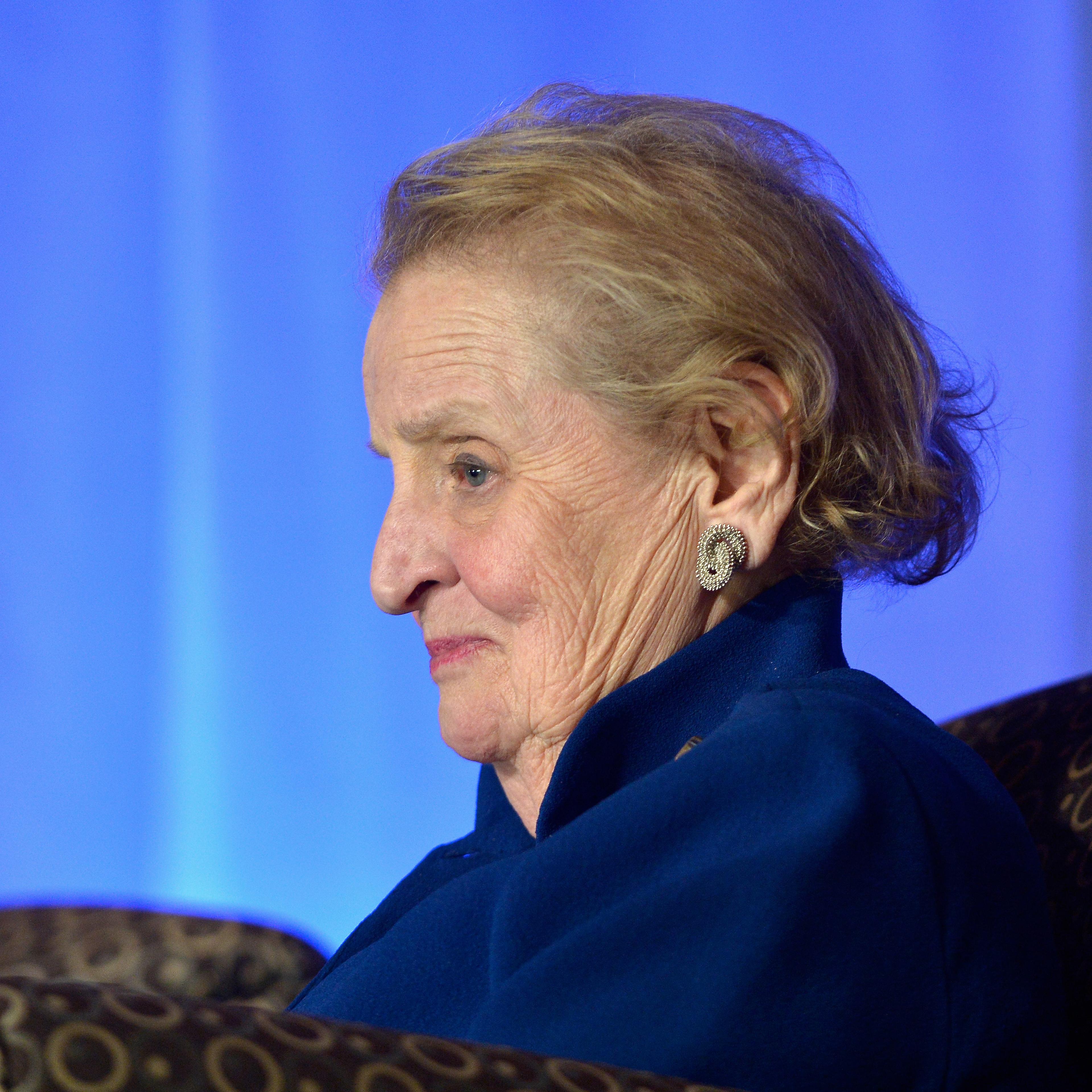 Former U.S. Secratary of State Madeleine K. Albright speaks at the Albright Institute Presents 'A Public Dialogue: Addressing Global Inequality' at Wellesly College in Wellesley, Mass., on Jan. 31, 2016.