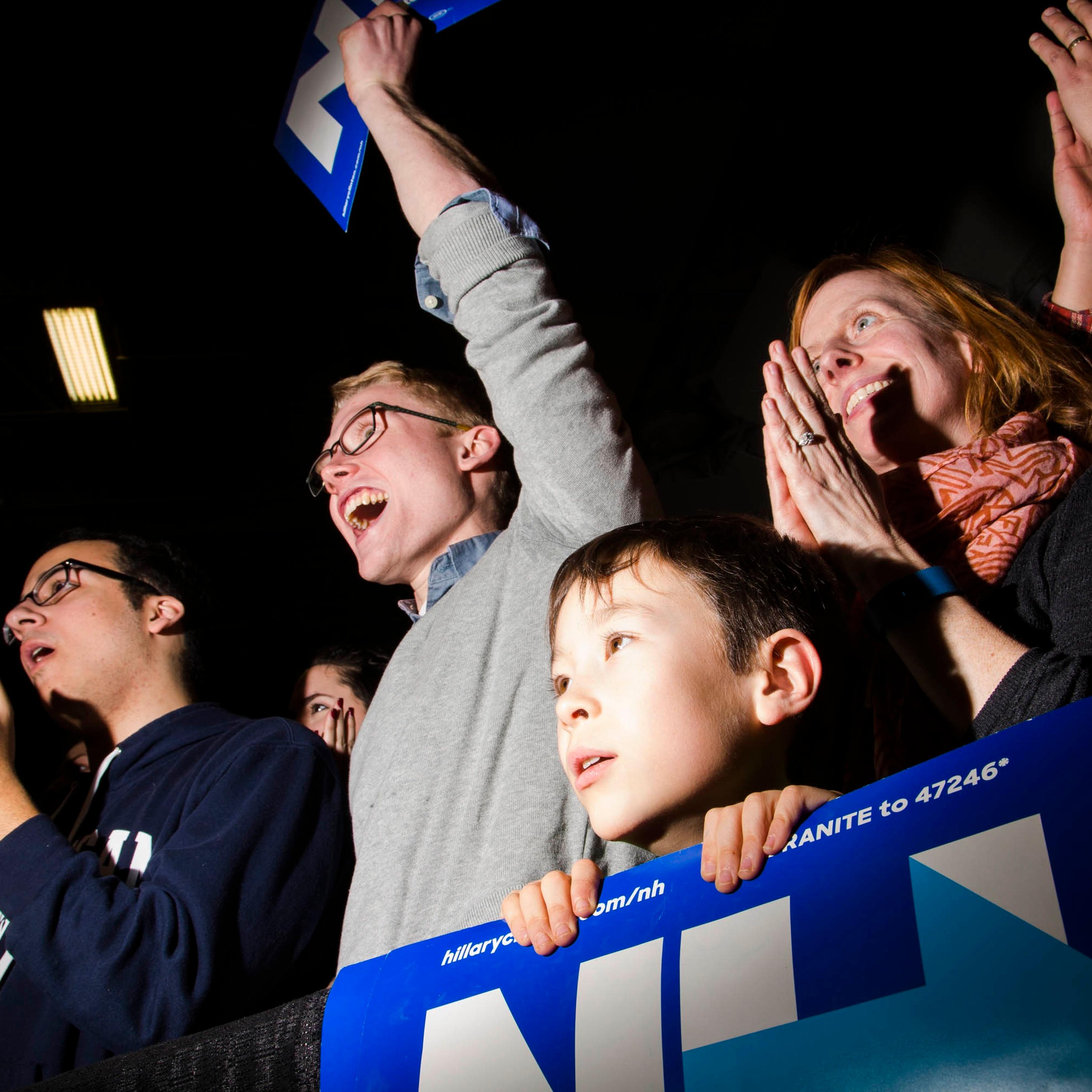CONCORD, NH - FEB 6: Former Secretary of State and 2016 Democratic presidential candidate Hilary Clinton speaks to attendees during a campaign event at Rundlett Middle School on Saturday, February 6, 2016, in Concord, NH. (Photo by Landon Nordeman)