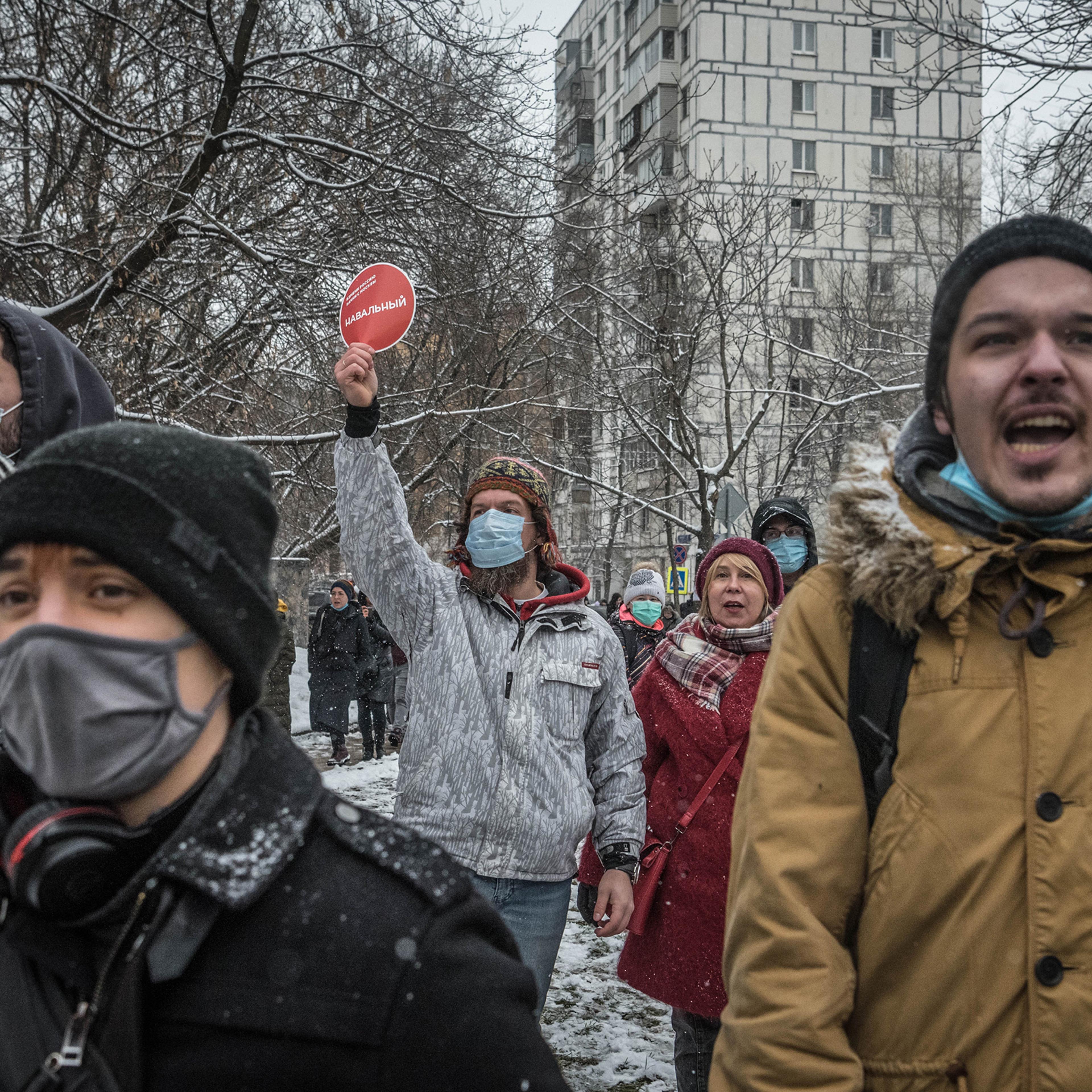 Supporters of jailed Russian opposition leader Alexei Navalny during a rally in Moscow Jan. 31.