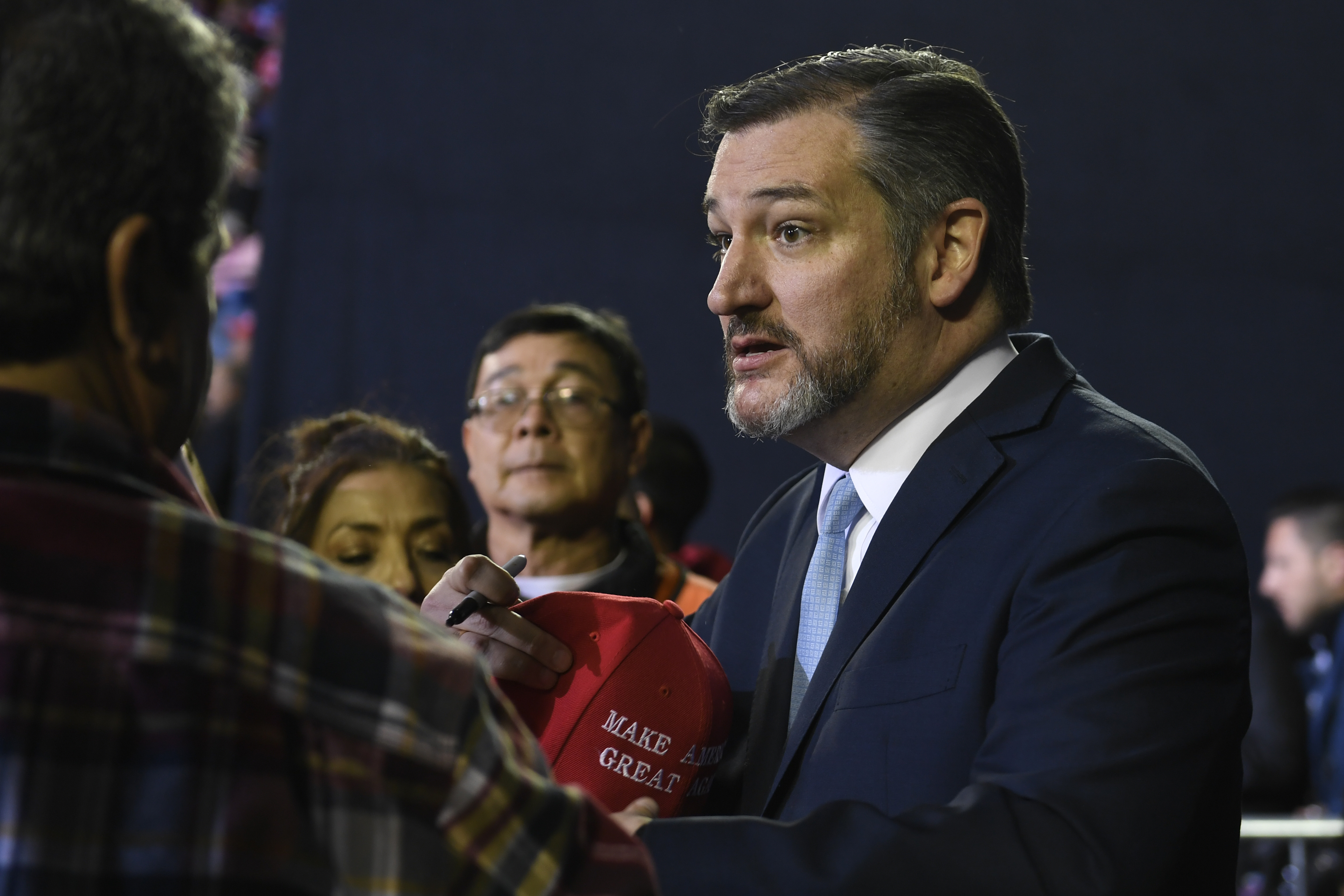 Sen. Ted Cruz, R-Texas, attends a rally with President Donald Trump