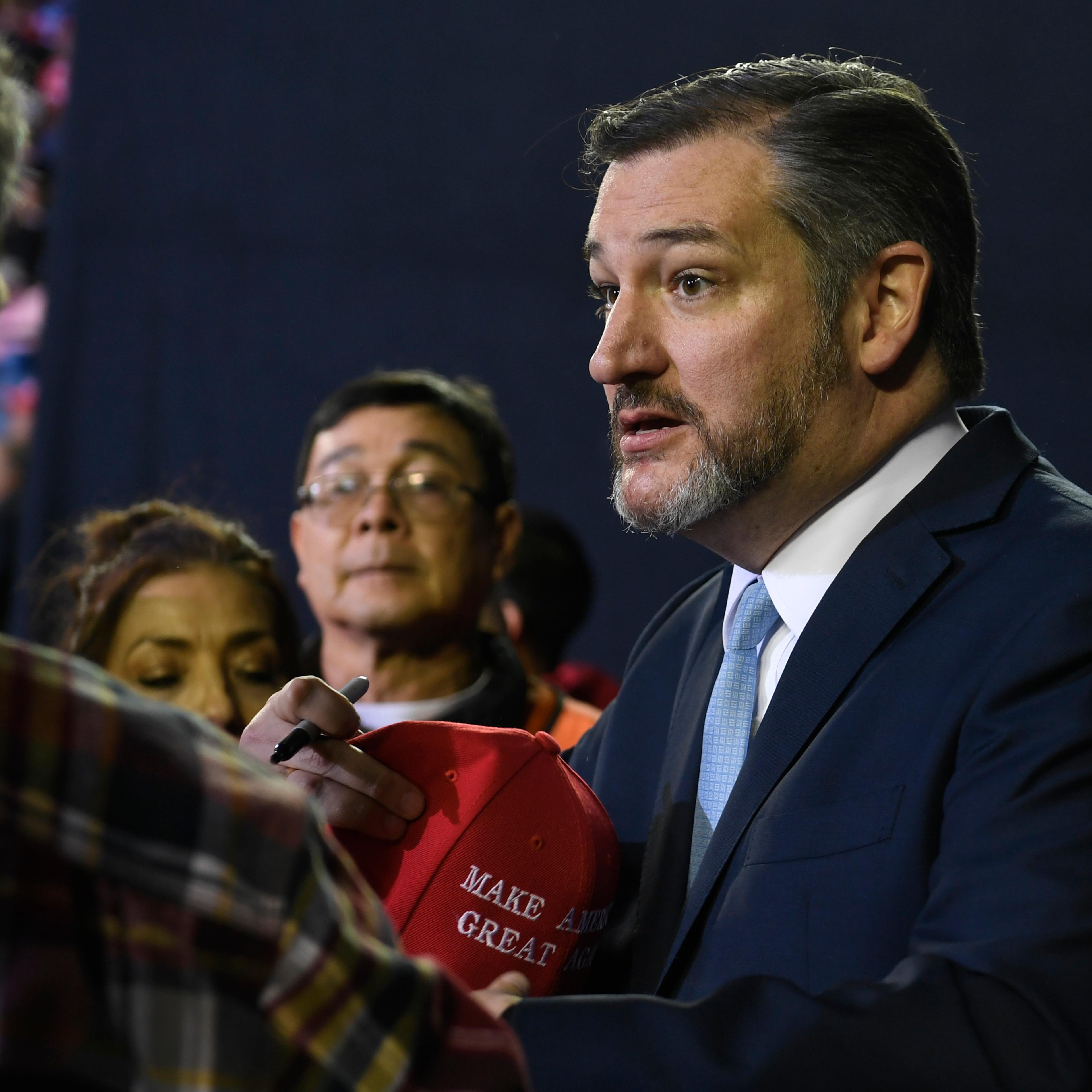 Sen. Ted Cruz, R-Texas, attends a rally with President Donald Trump