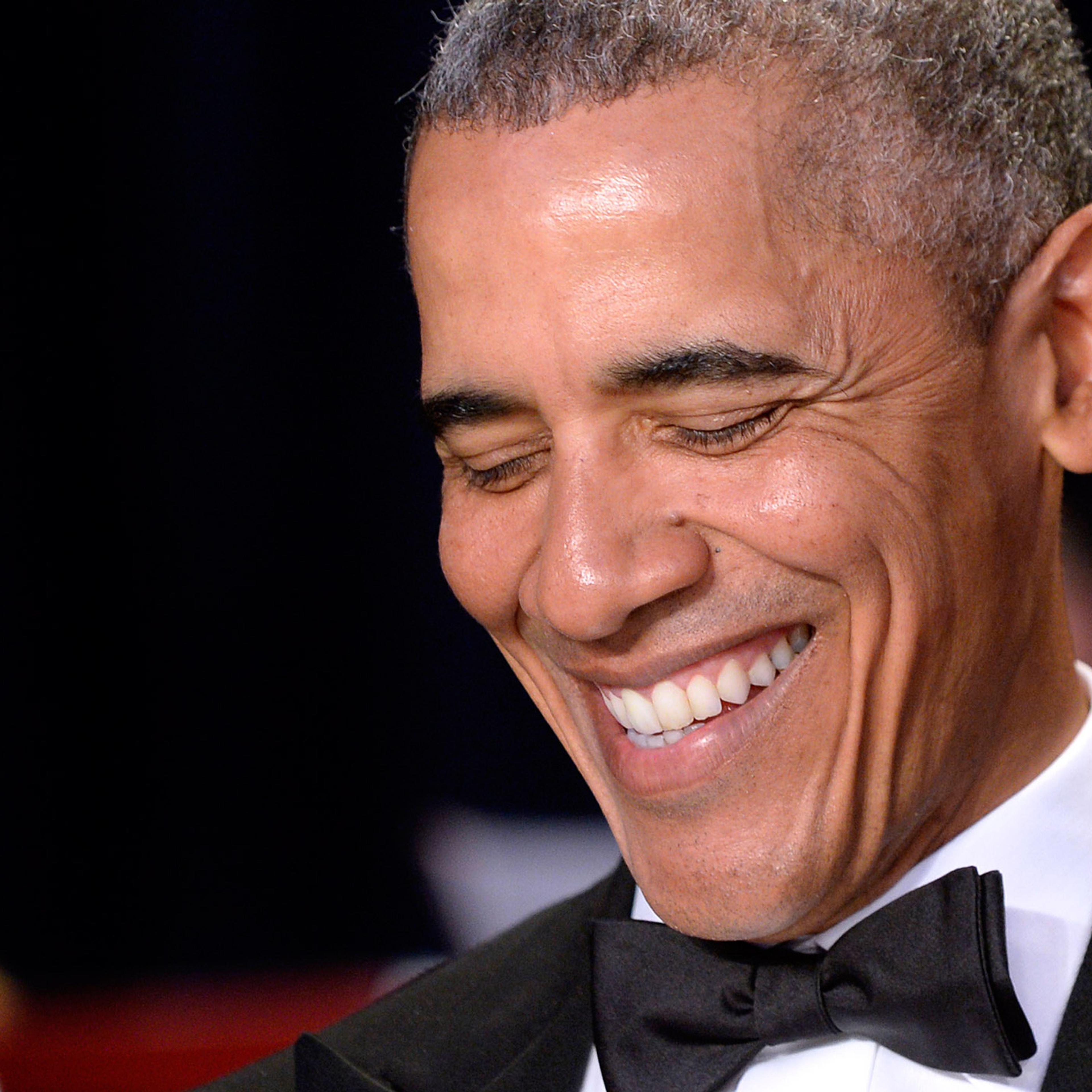 United States President Barack Obama smiles during the White House Correspondents' Association annual dinner on April 30, 2016 at the Washington Hilton hotel in Washington.This is President Obama's eighth and final White House Correspondents' Association