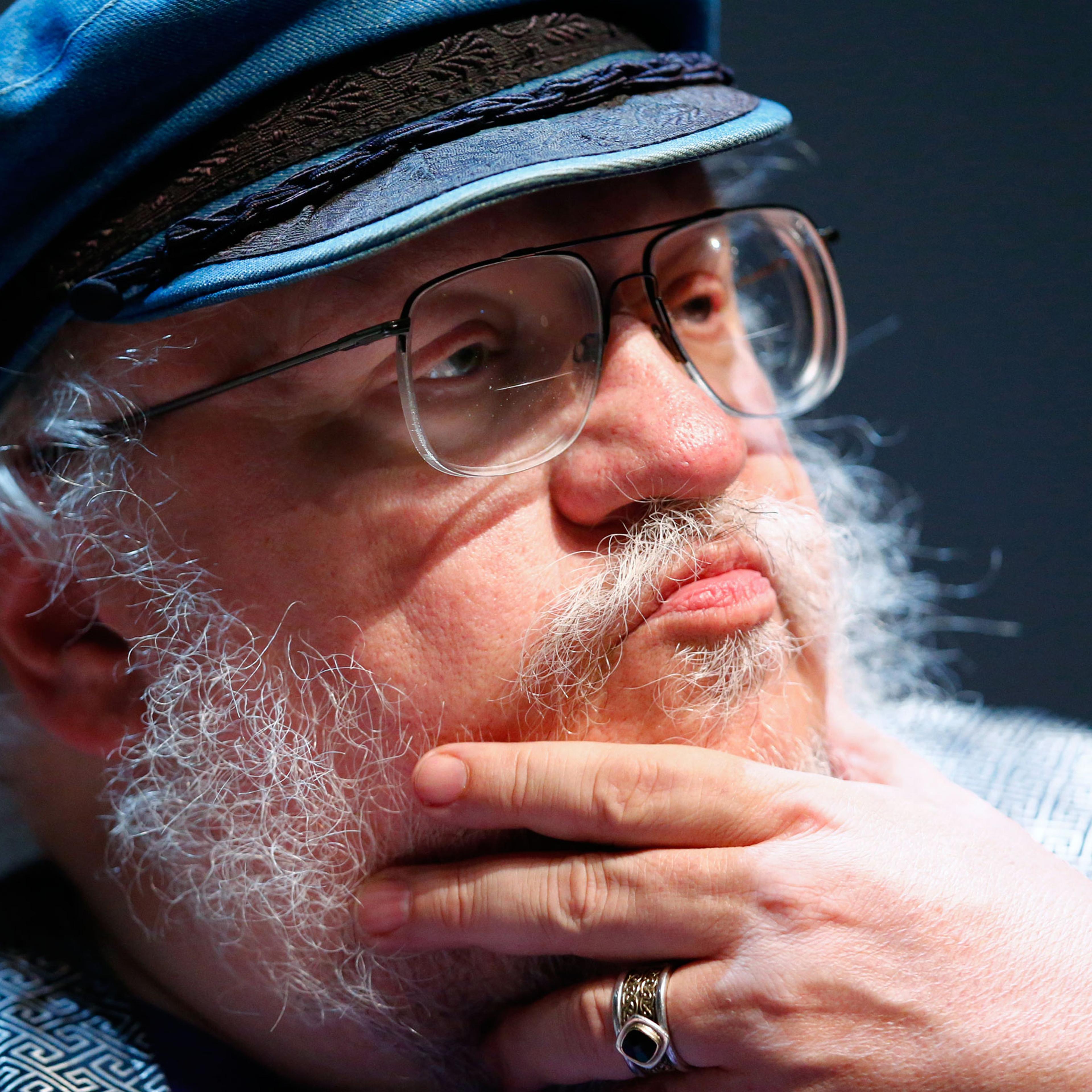 George R.R. Martin gestures during his masterclass at the NIFFF in Neuchatel