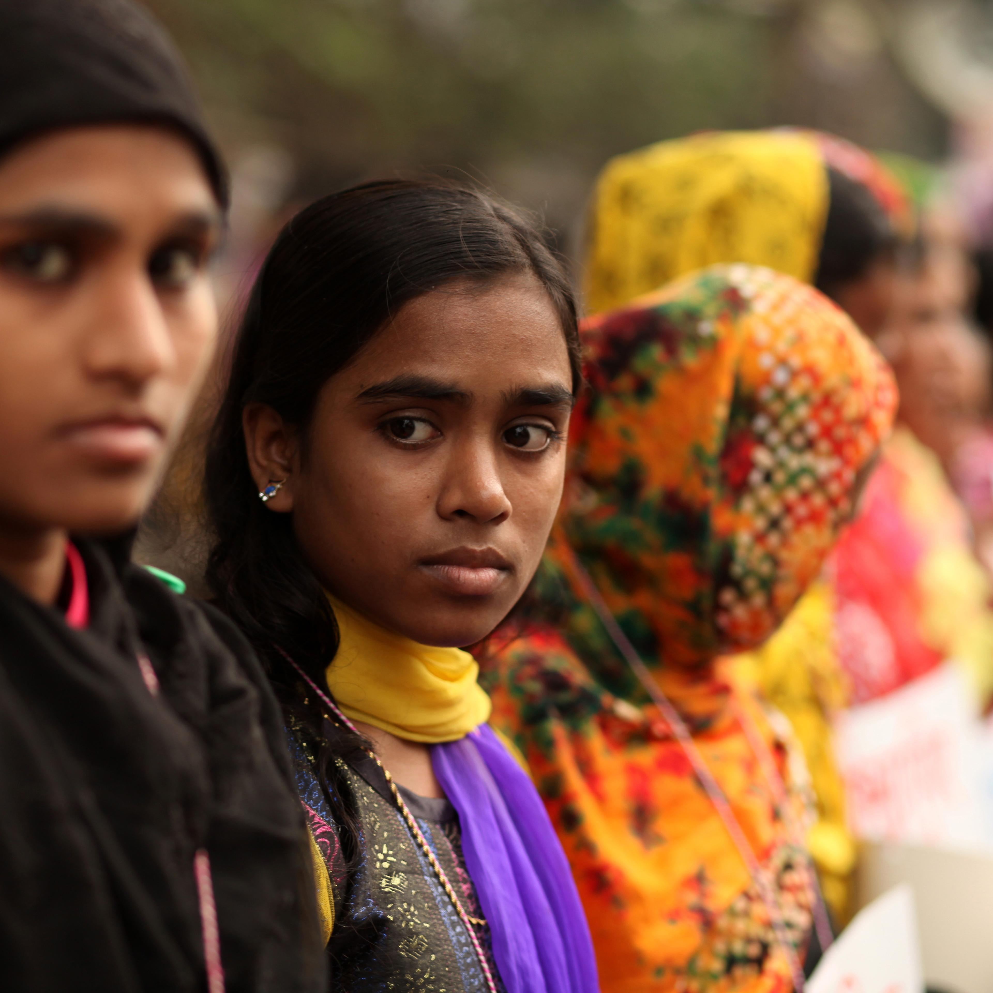 Woman organizations protest against child marriage in front of Press Club in Dhaka, Bangladesh, on Dec. 3, 2014.