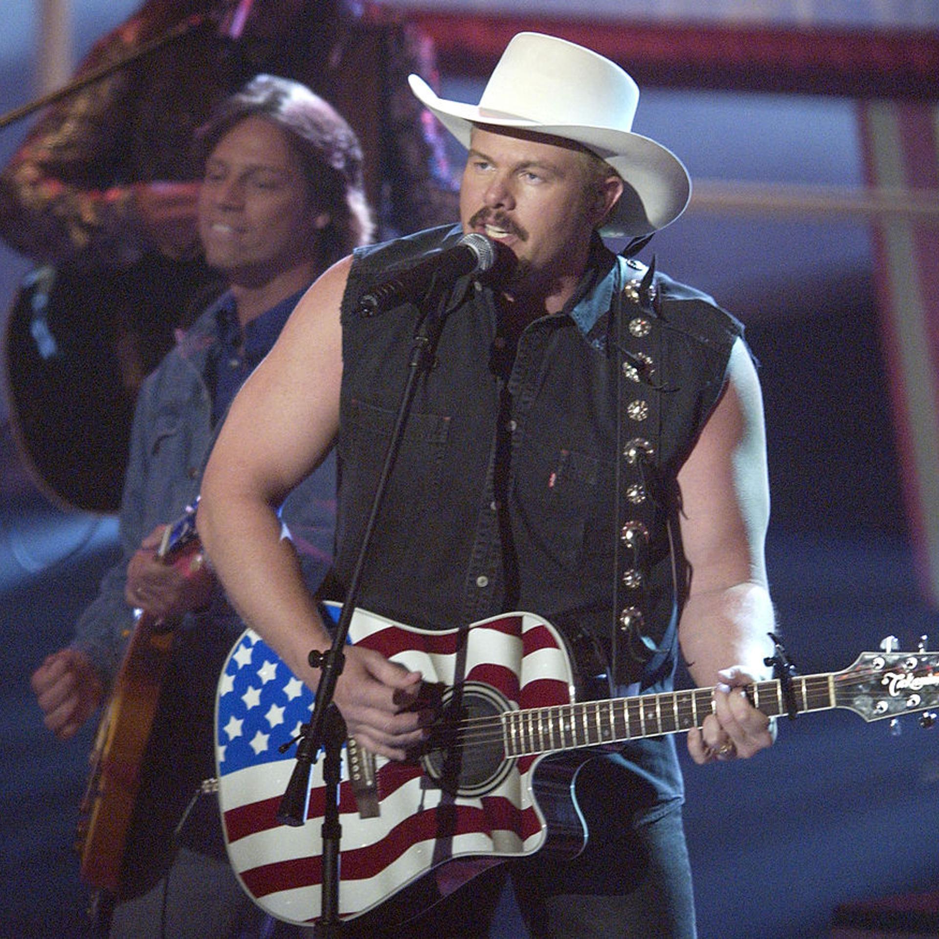 Toby Keith performs his patriotic song "Courtesy of the Red, White and Blue" at the Country Music Awards in 2022