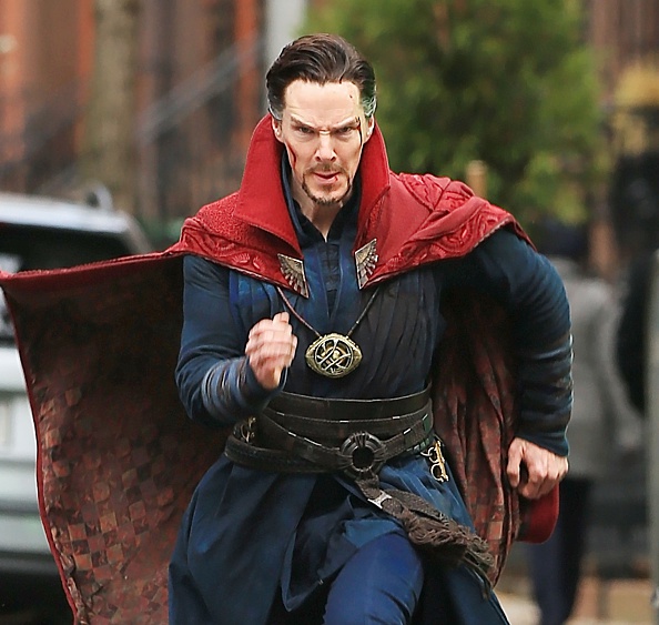 Actor Benedict Cumberbatch is seen on the set of 'Doctor Strange' on April 2, 2016 in New York City.