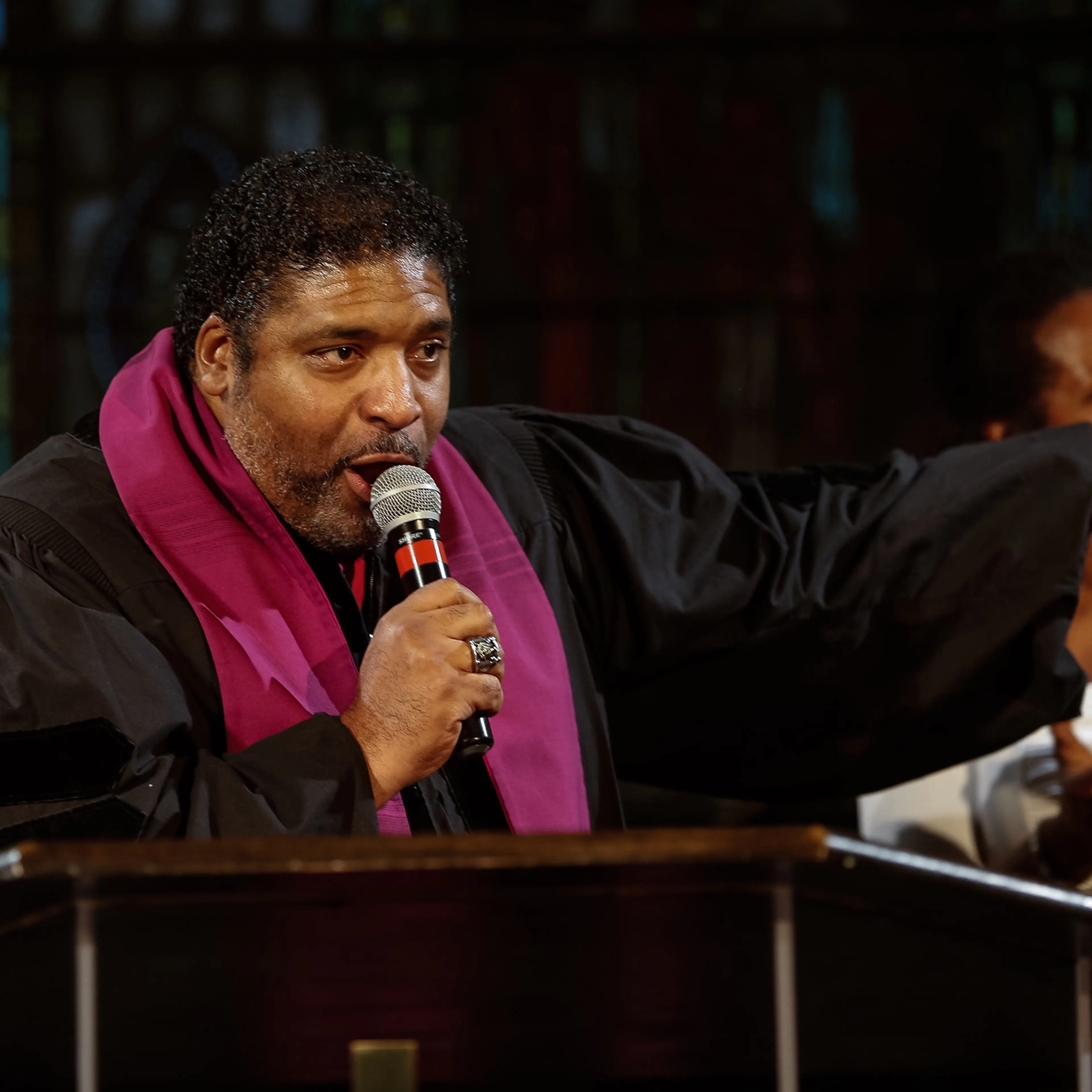 Reverend Dr. William J. Barber II speaks during a revival service to address moral public policies at Bethel AME Church in Boston on Aug. 1, 2016.