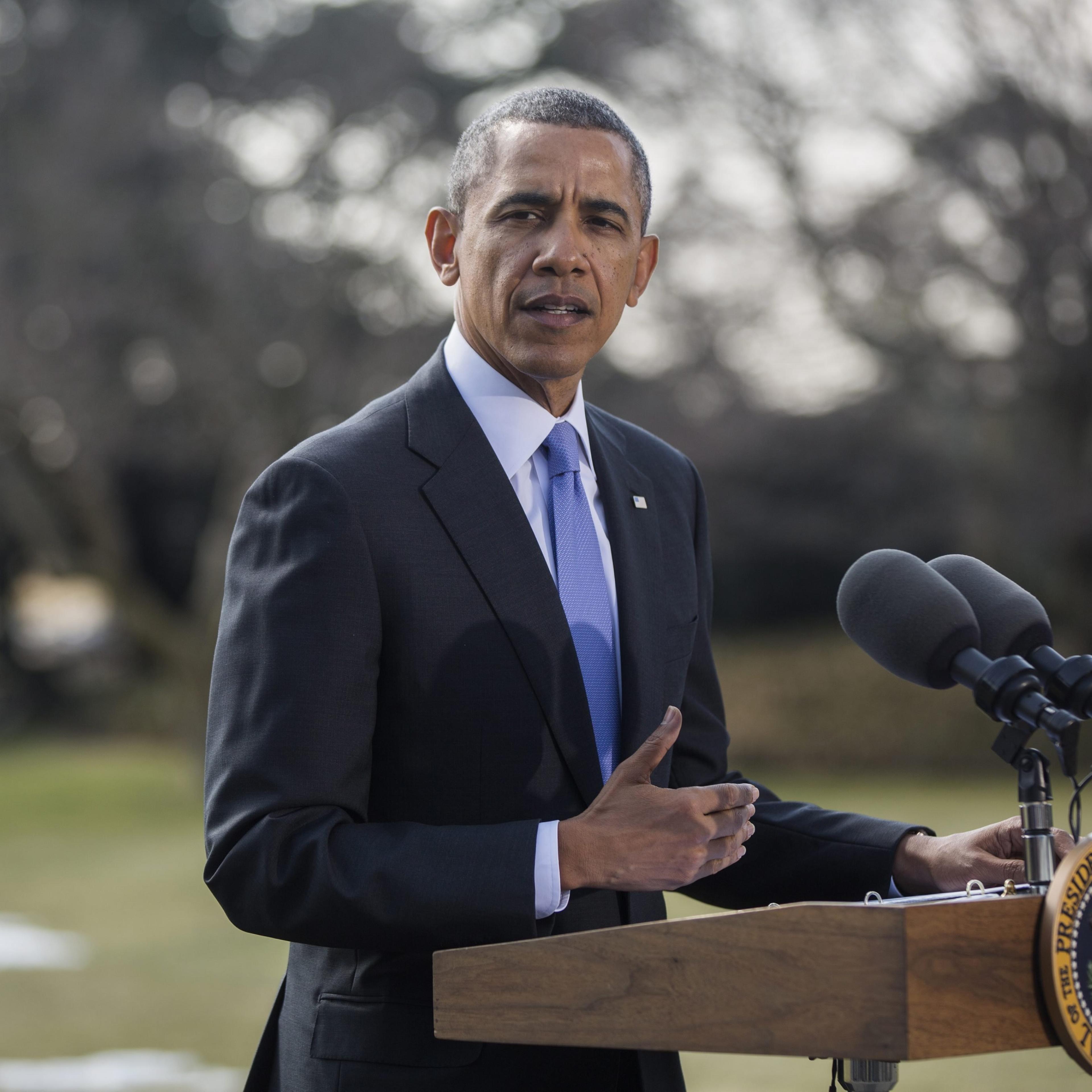 U.S. President Barack Obama announces additional sanctions against Russia on the South Lawn of the White House in Washington, D.C., on March 20, 2014.