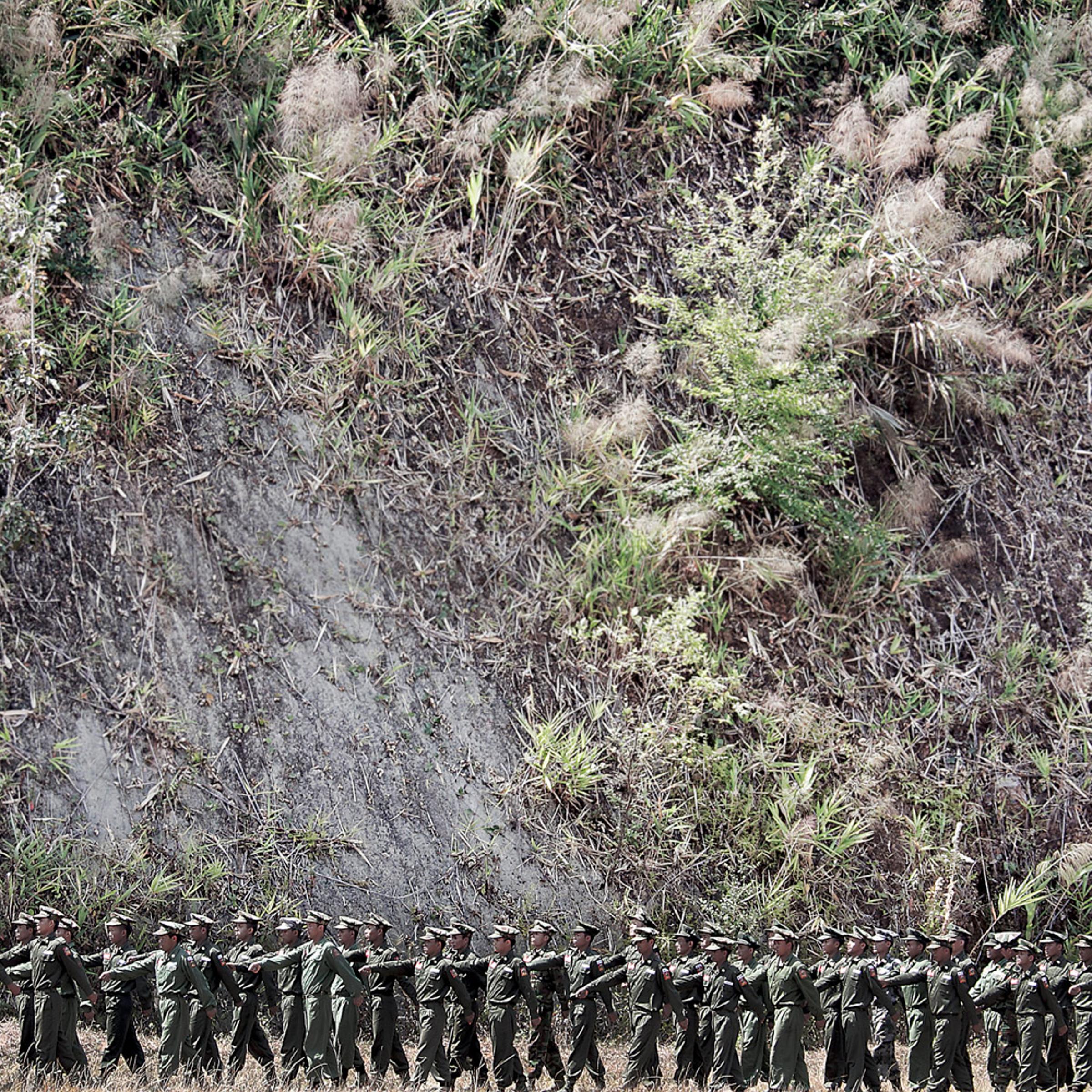 KIA officers perform a military training at the School of Officers, situated in a secret location in the high mountains some kilometers away from Laiza city, the headquarters of the rebel Kachin Independence Army.