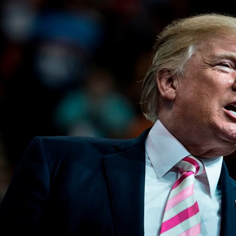 US President Donald Trump addresses a rally for Sen. Luther Strange (R-AL) at the Von Braun Civic Center September 22, 2017 in Huntsville, Alabama.