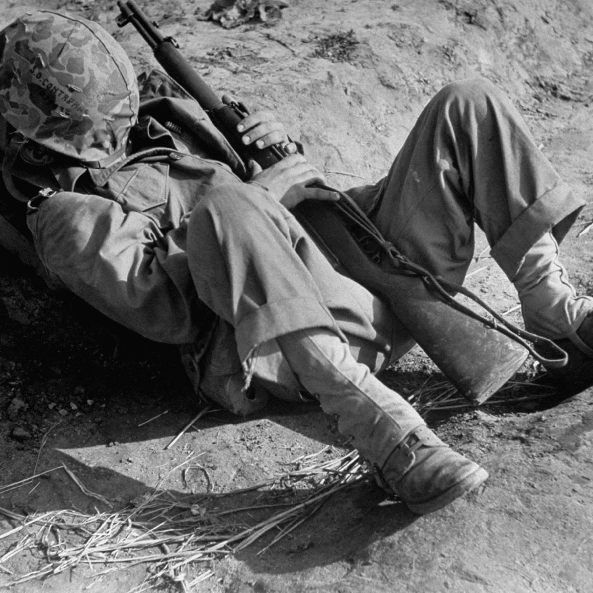 American soldier takes a nap, Korea, 1951