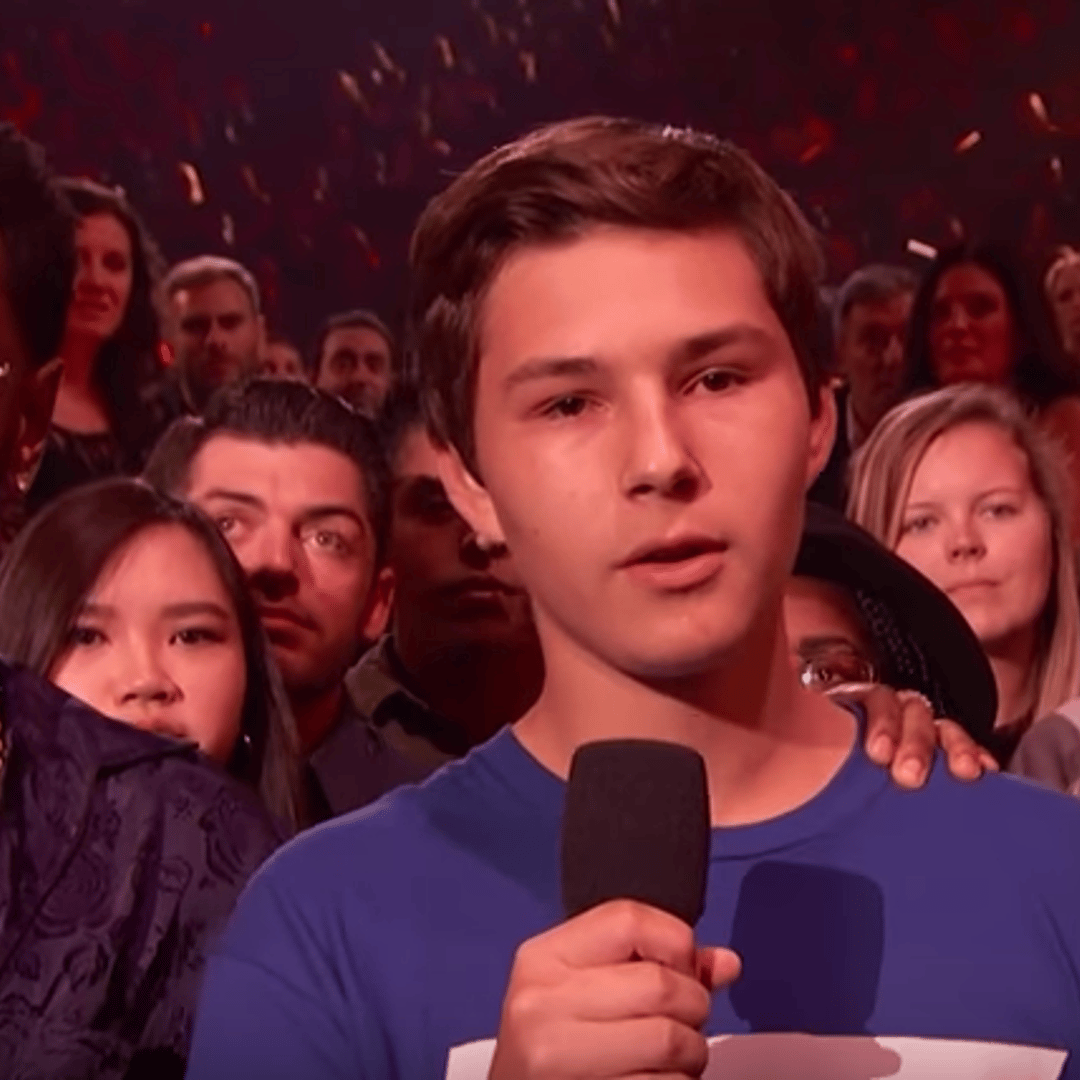 Alex Moscou, a survivor of the school shooting in Parkland, Florida, on Feb. 14, speaks during the iHeartRadio Music Awards! on March 11.