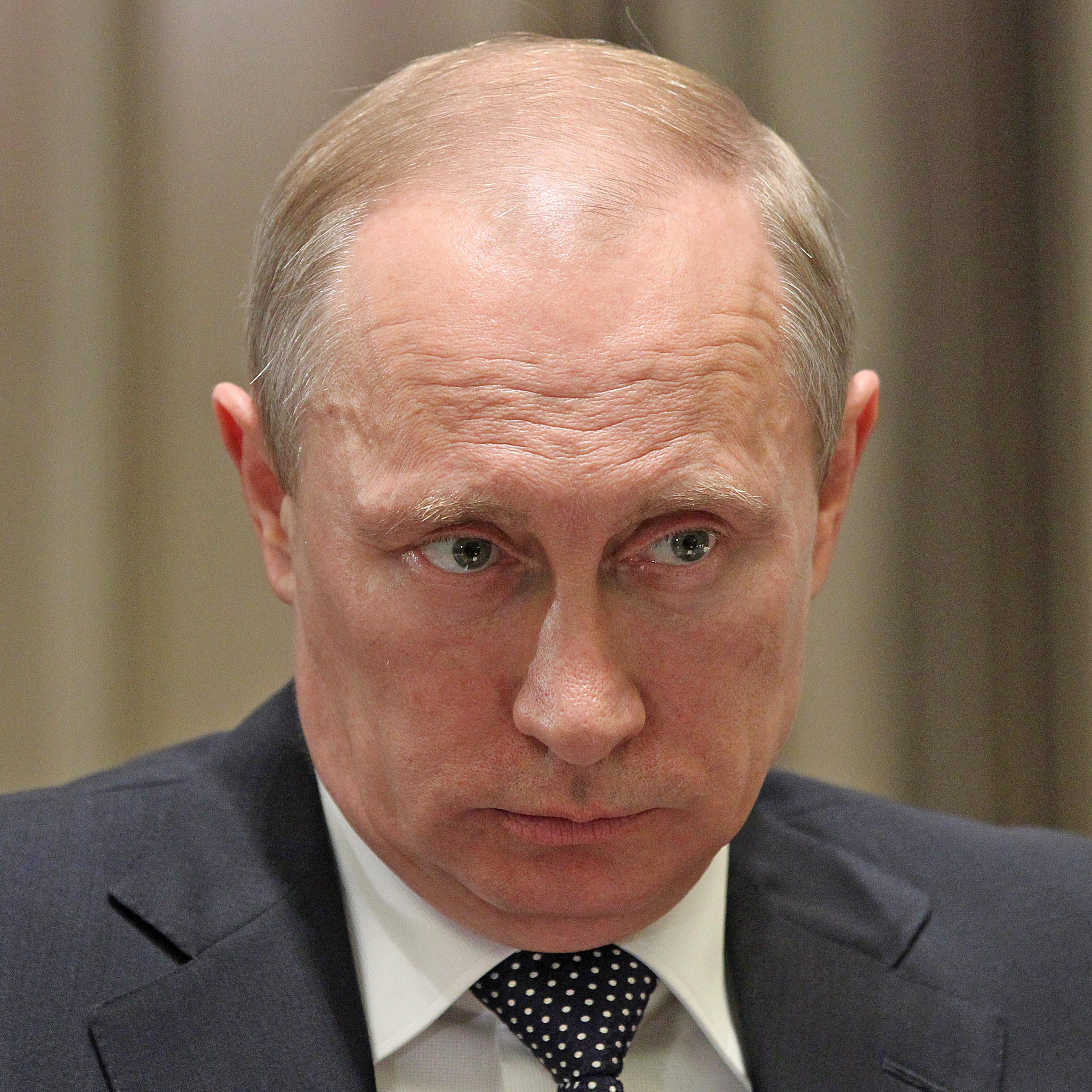 Russian President Vladimir Putin speaks during a meeting with Ministy of Defence representatives at the Bocharov Ruchey State Residence on May 15, 2014 in Sochi, Russia.