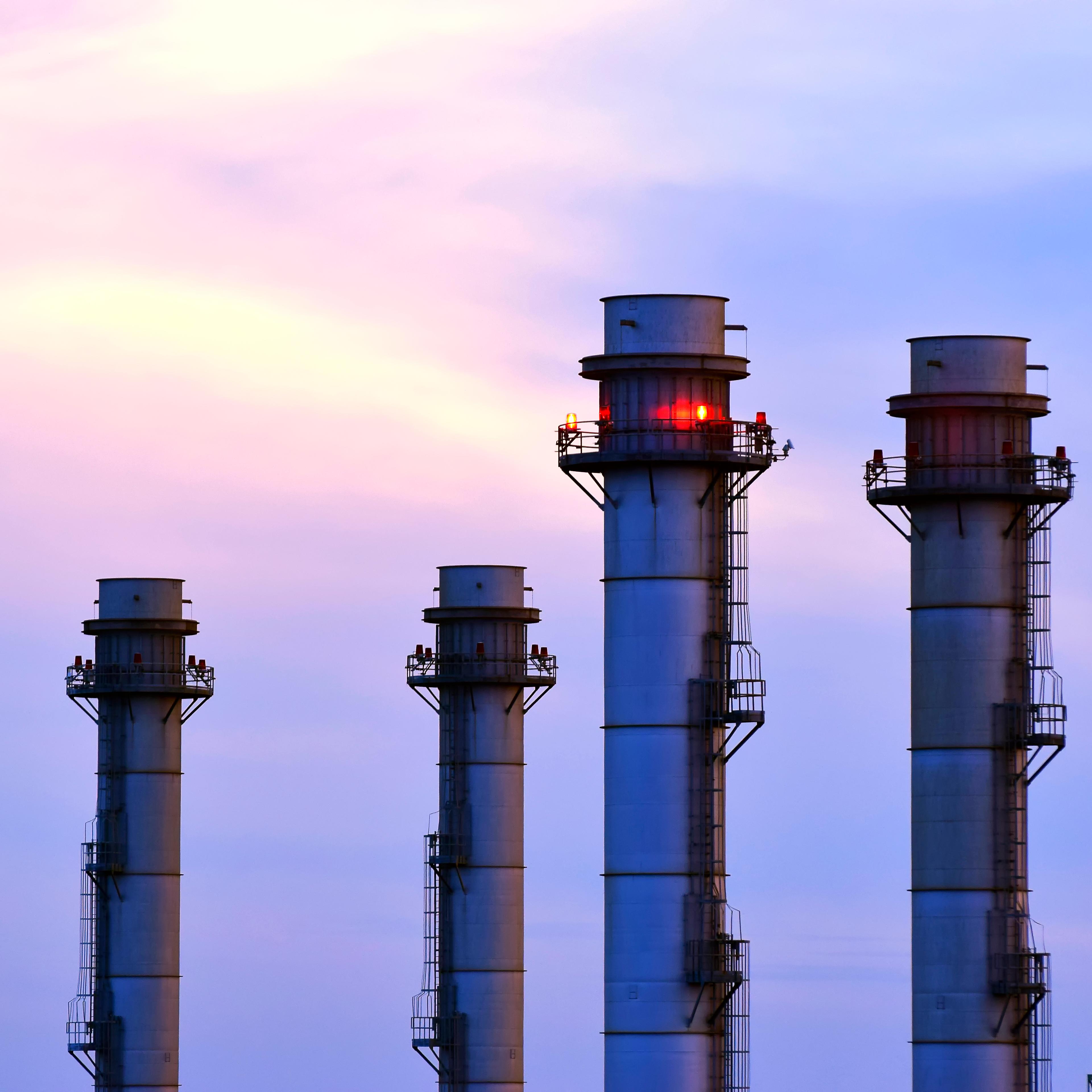 Power plant at sunset