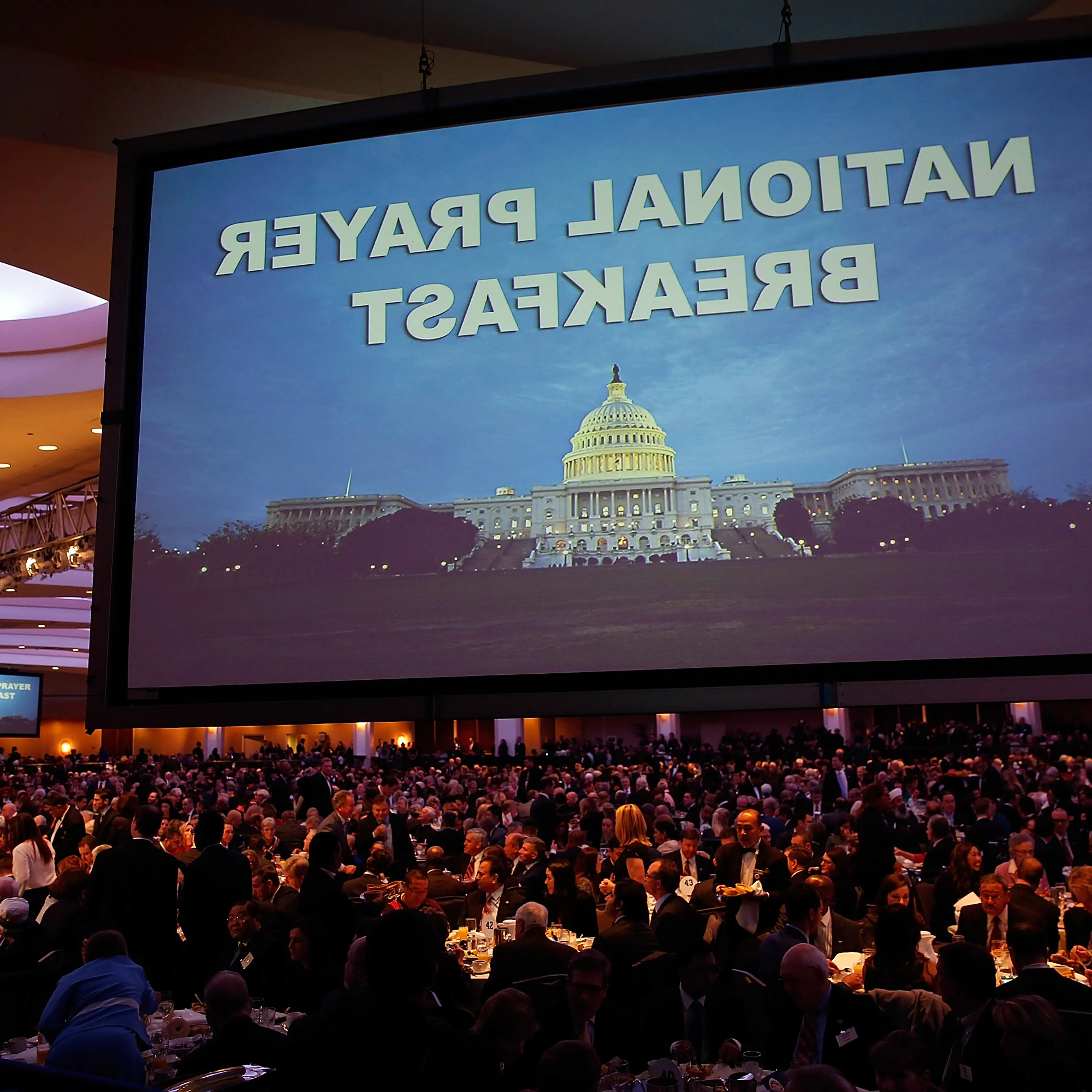 Attendees listen to remarks at the National Prayer Breakfast where U.S. President Donald Trump spoke February 2, 2017 in Washington, DC.