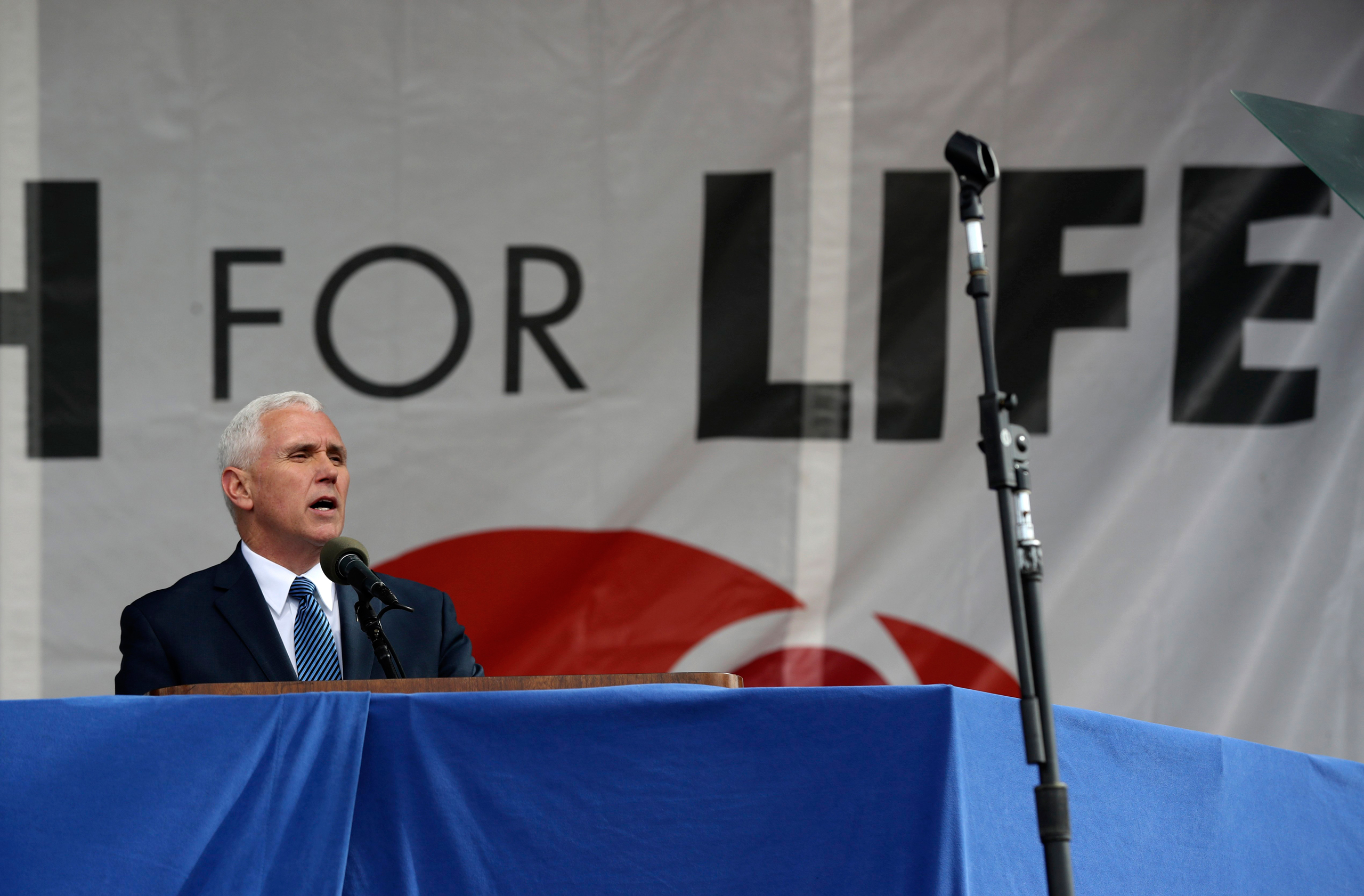 Vice President Mike Pence speaks at the March for Life on the National Mall in Washington, Friday, Jan. 27, 2017. (AP Photo/Manuel Balce Ceneta)
