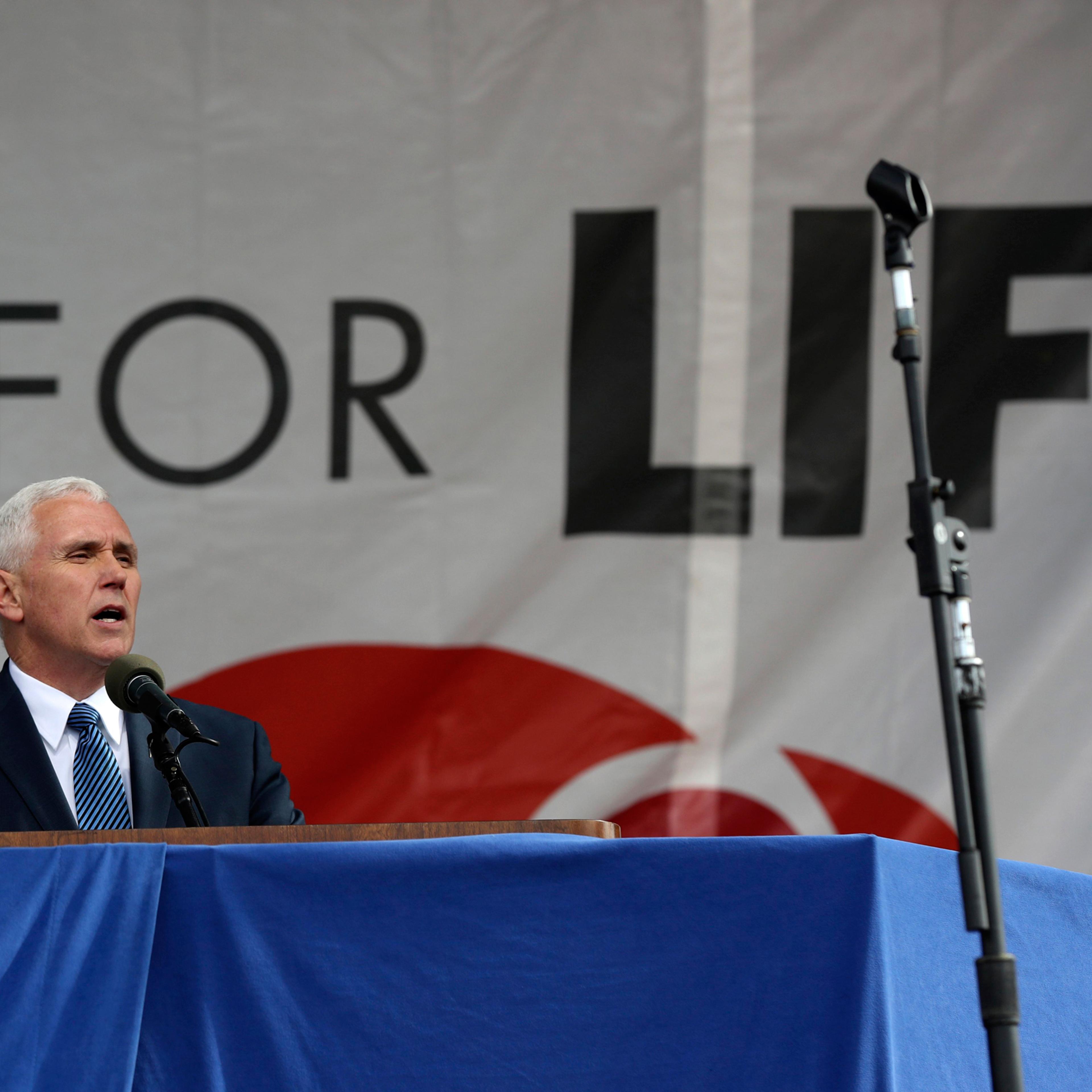 Vice President Mike Pence speaks at the March for Life on the National Mall in Washington, Friday, Jan. 27, 2017. (AP Photo/Manuel Balce Ceneta)