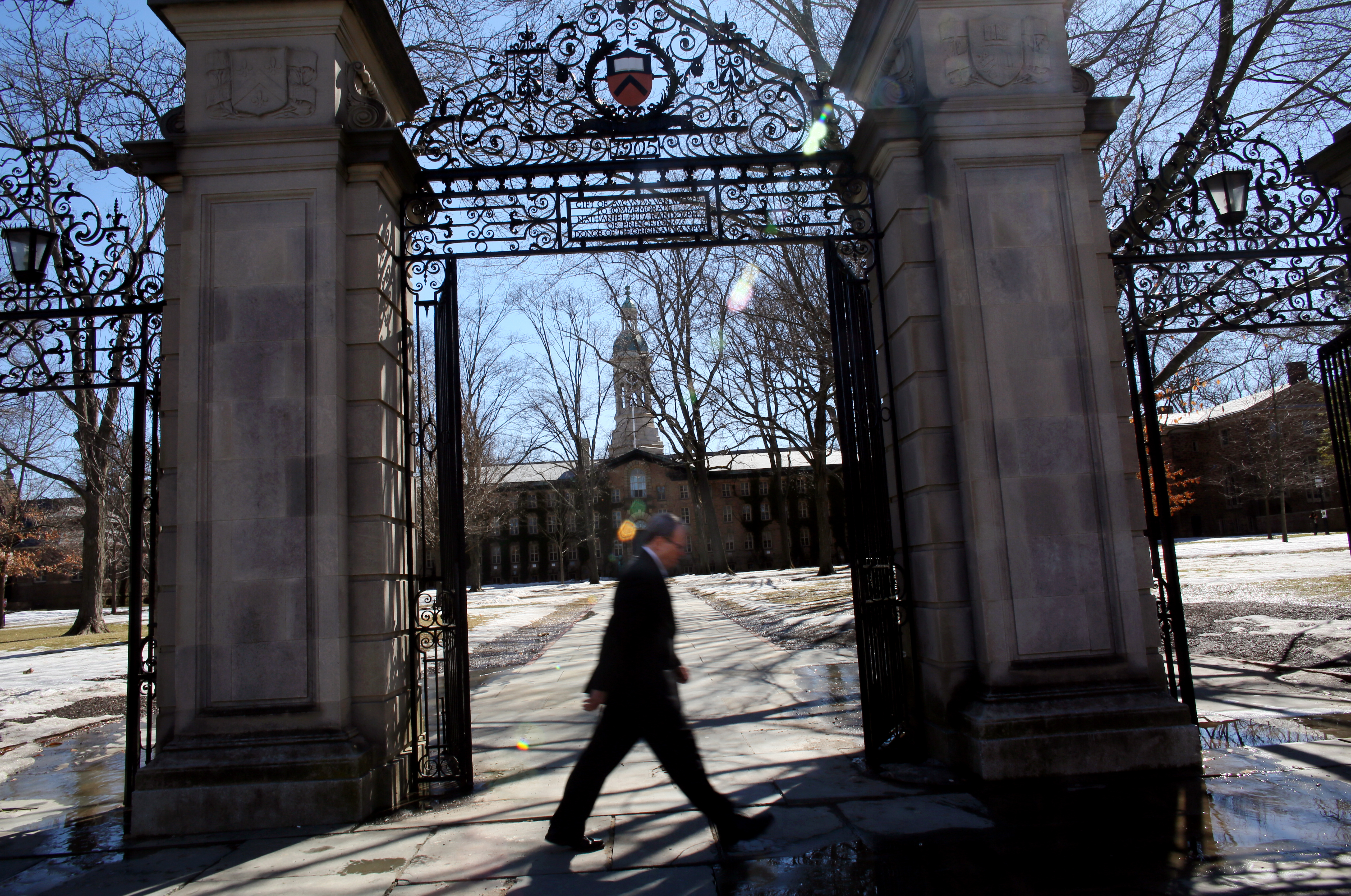 PRINCETON, NJ - MARCH 12: Walking along Nassau St., in front of