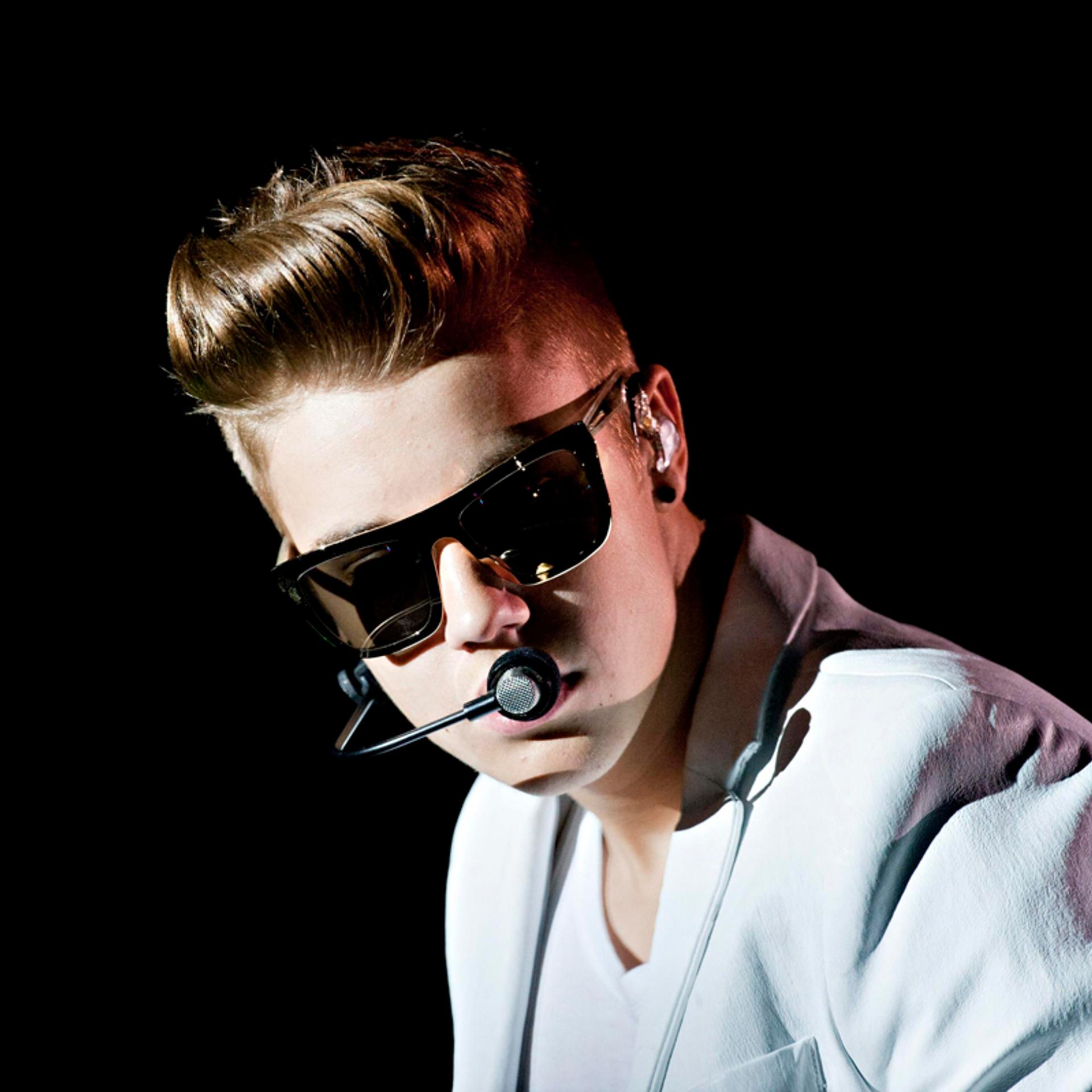 Canadian singer Justin Bieber performs on stage during the "I Believe Tour" in Helsinki