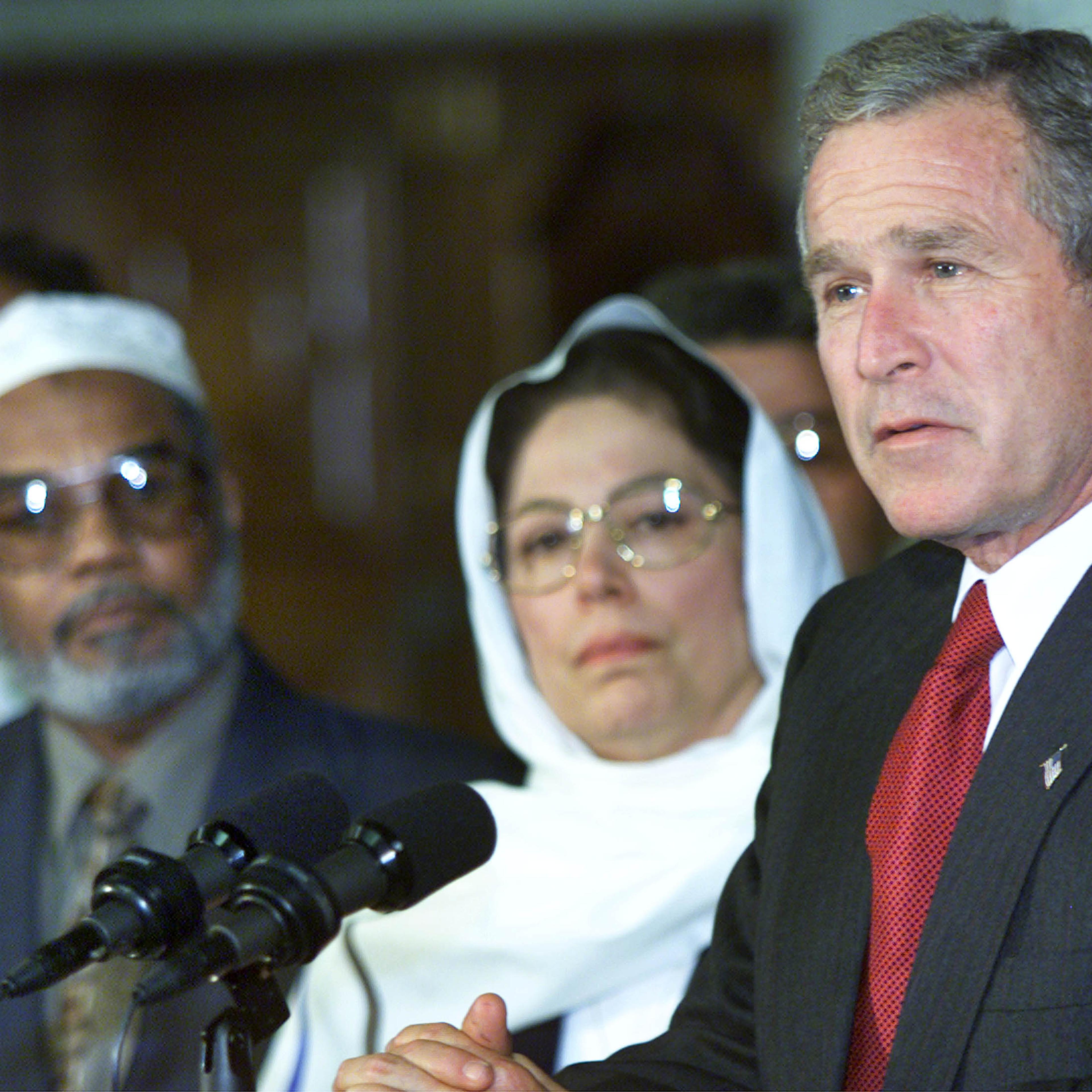 George W. Bush at an Islamic center after 9/11