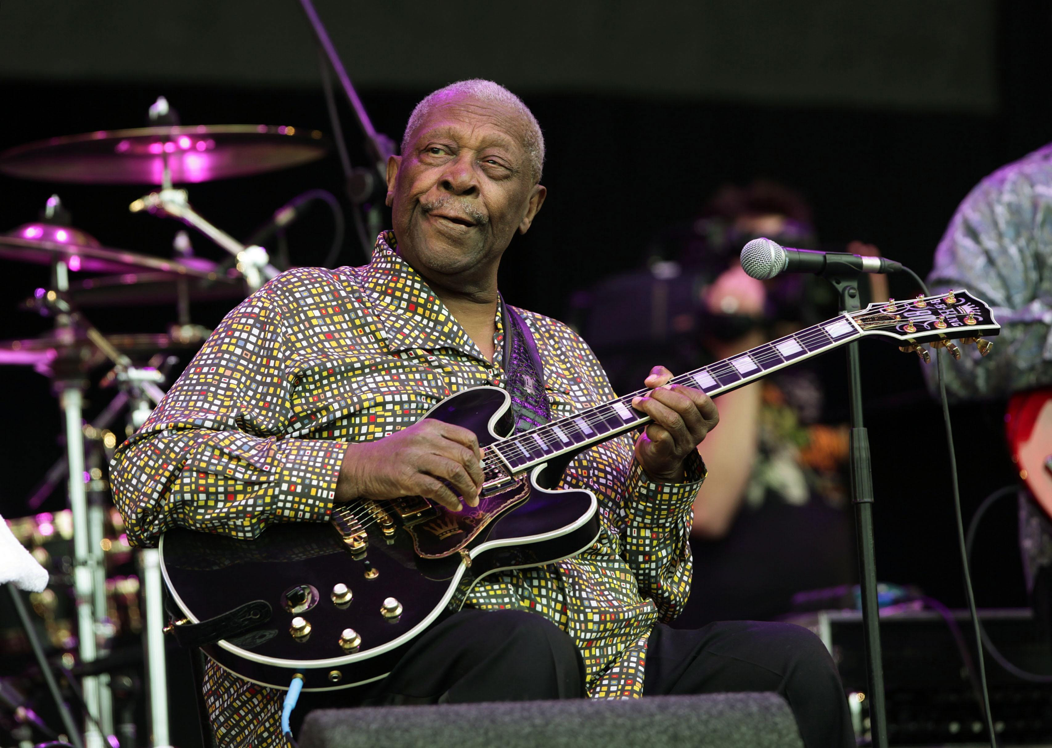 File photo dated June 24, 2011 of US blues musician BB King, who is being treated in hospital for dehydration, his family have said.