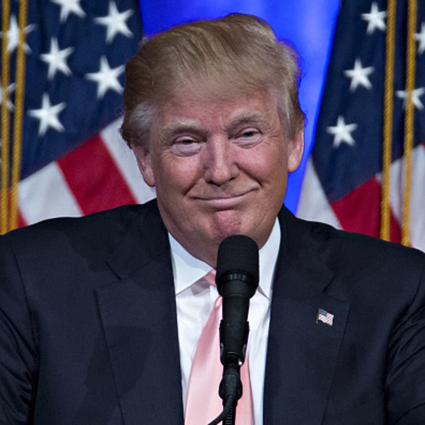 Donald Trump, president and chief executive of Trump Organization Inc. and 2016 Republican presidential candidate, smiles while speaking during a news conference at the Mar-A-Lago Club in Palm Beach, Fla., on March 15, 2016.
