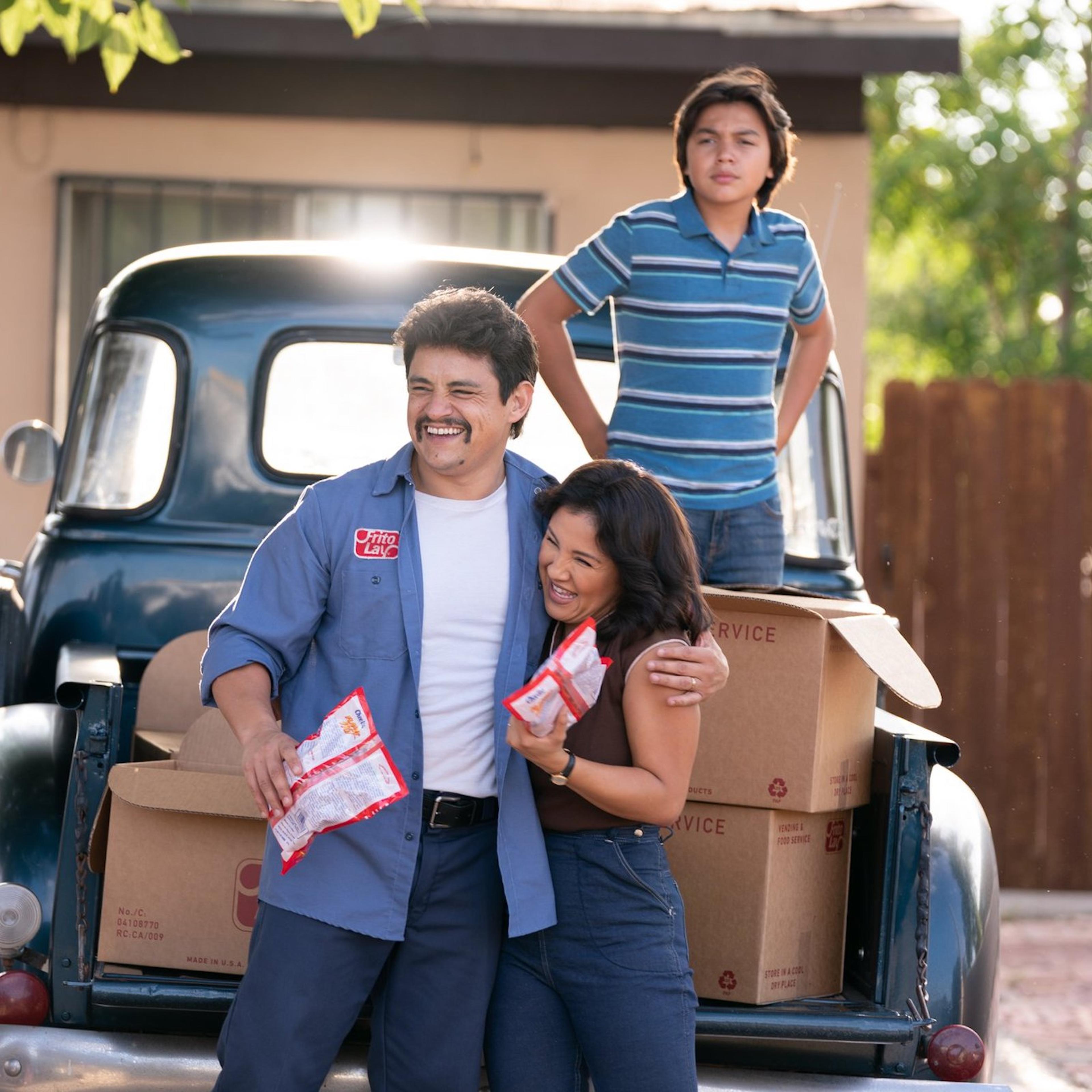 Richard (Jesse Garcia), Judy (Annie Gonzalez), and their son Lucky (Hunter Jones) in <em>Flamin' Hot</em>.