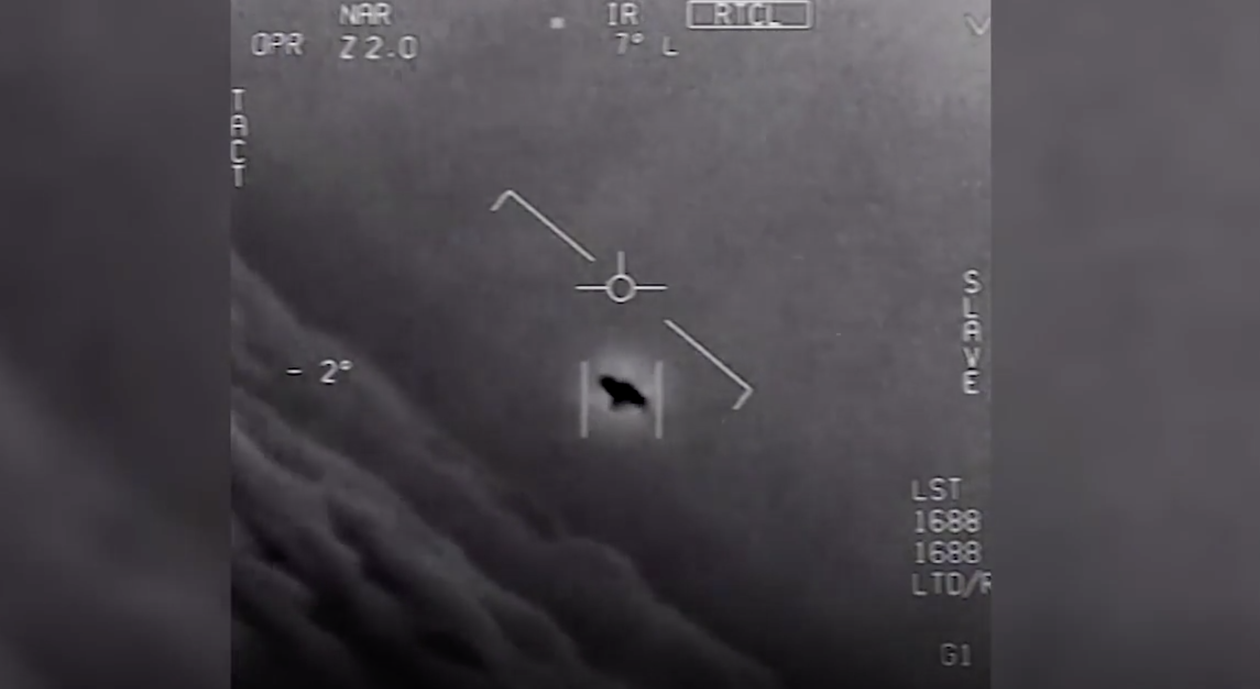 The gimbal: an unidentified anomalous phenomenon (UAP) seen through the windscreen of a U.S. Navy fighter jet in 2015.