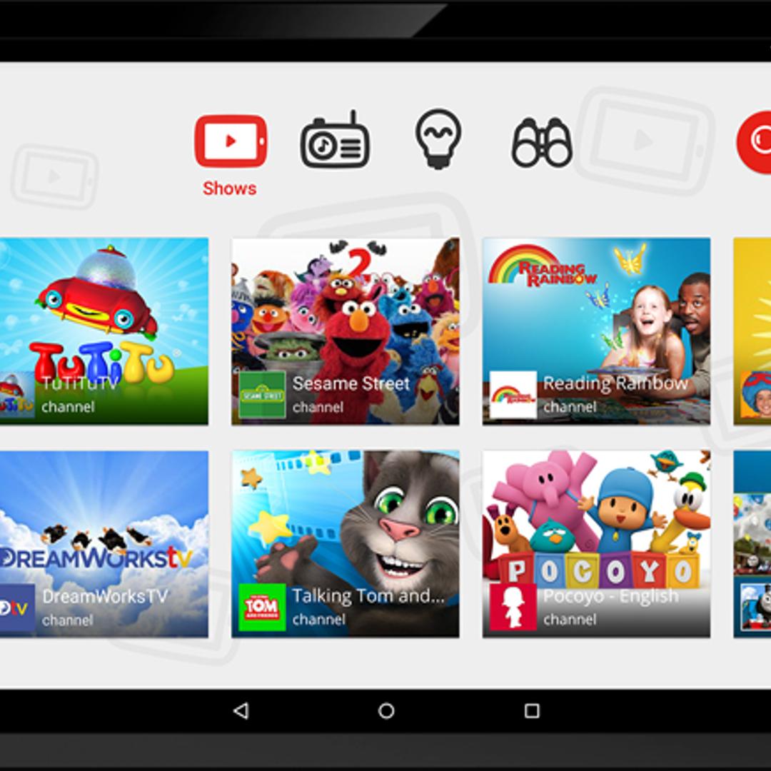 The interface for YouTube Kids