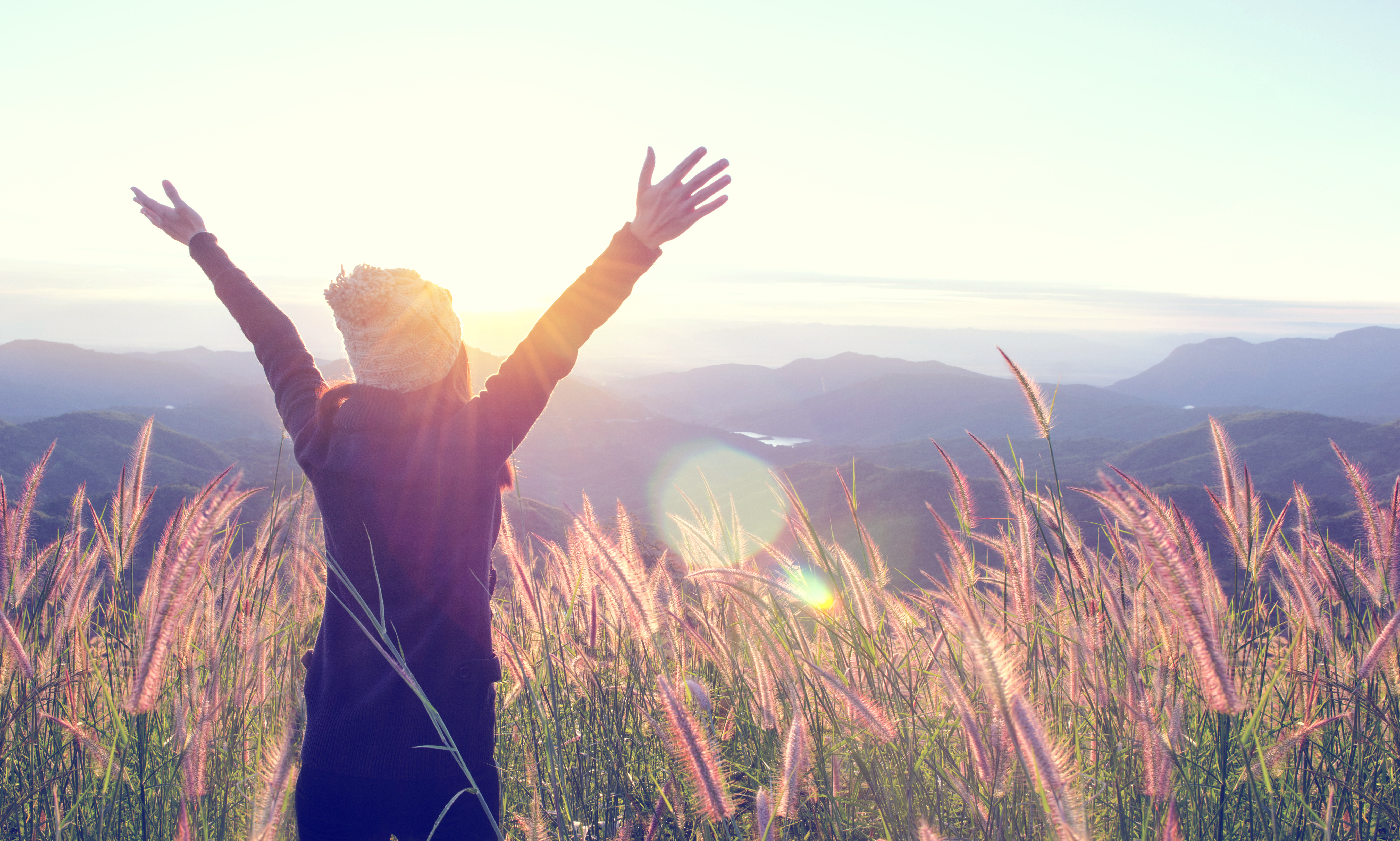 Happy woman enjoying nature